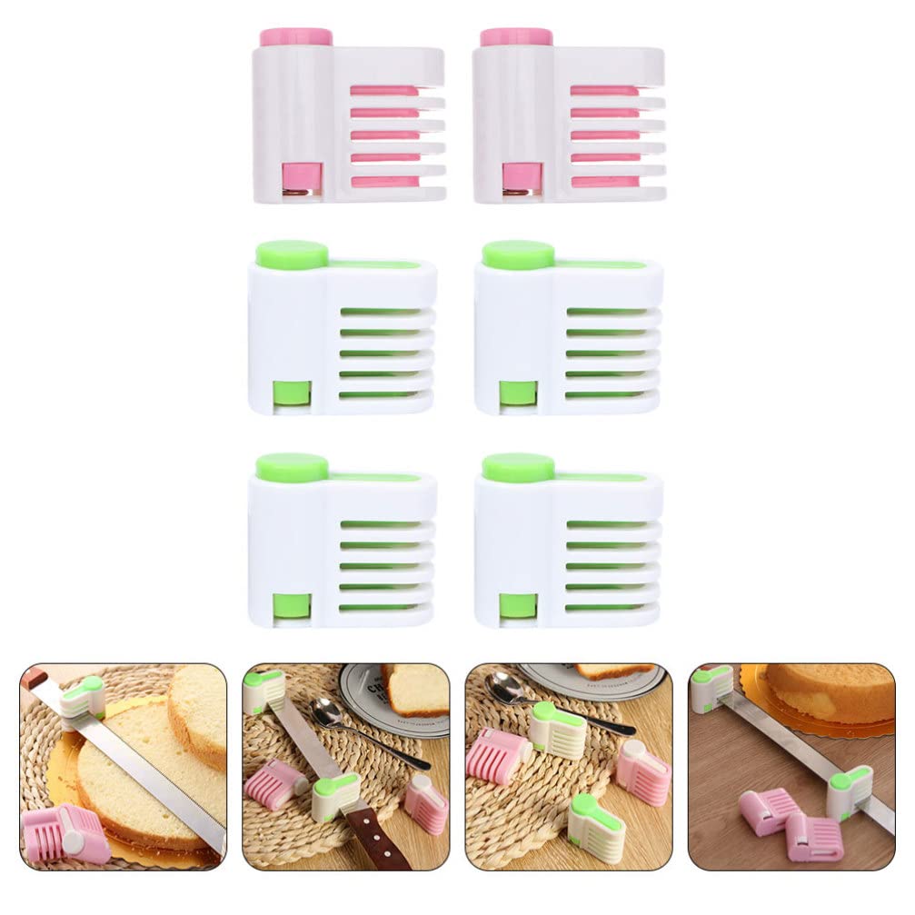 6-Piece Cake Slicer Set - Professional Cake Cutting Fixator, Bread & Toast Slicing Tool with Leveler - Perfect for Birthday Cakes, Wedding Desserts & Bakery Accessories