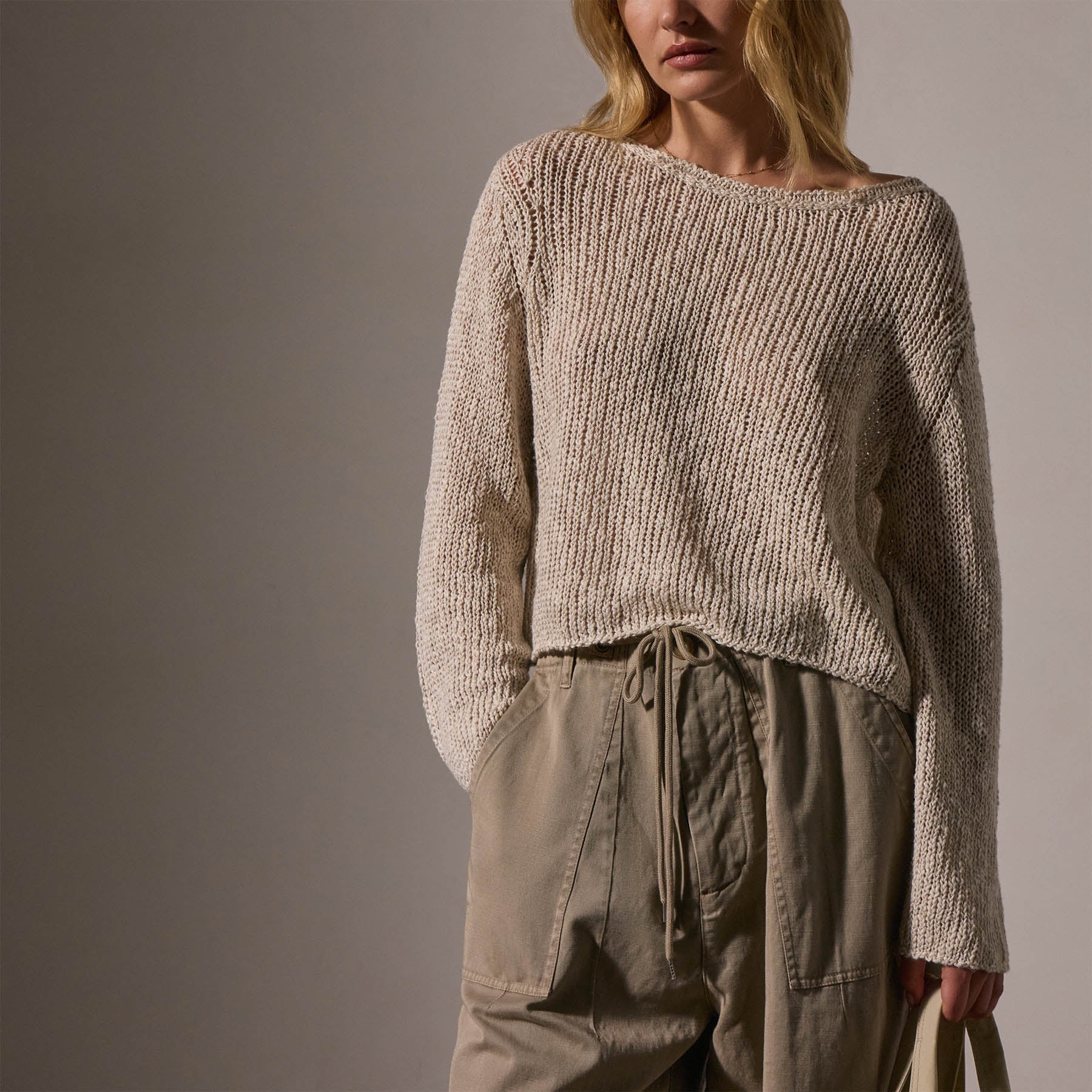 Breathable Cotton Linen Open Knit Pullover Sweater - Natural Color | Lightweight Summer Cardigan for Women | Perfect for Beach Cover-ups, Casual Outings & Layering