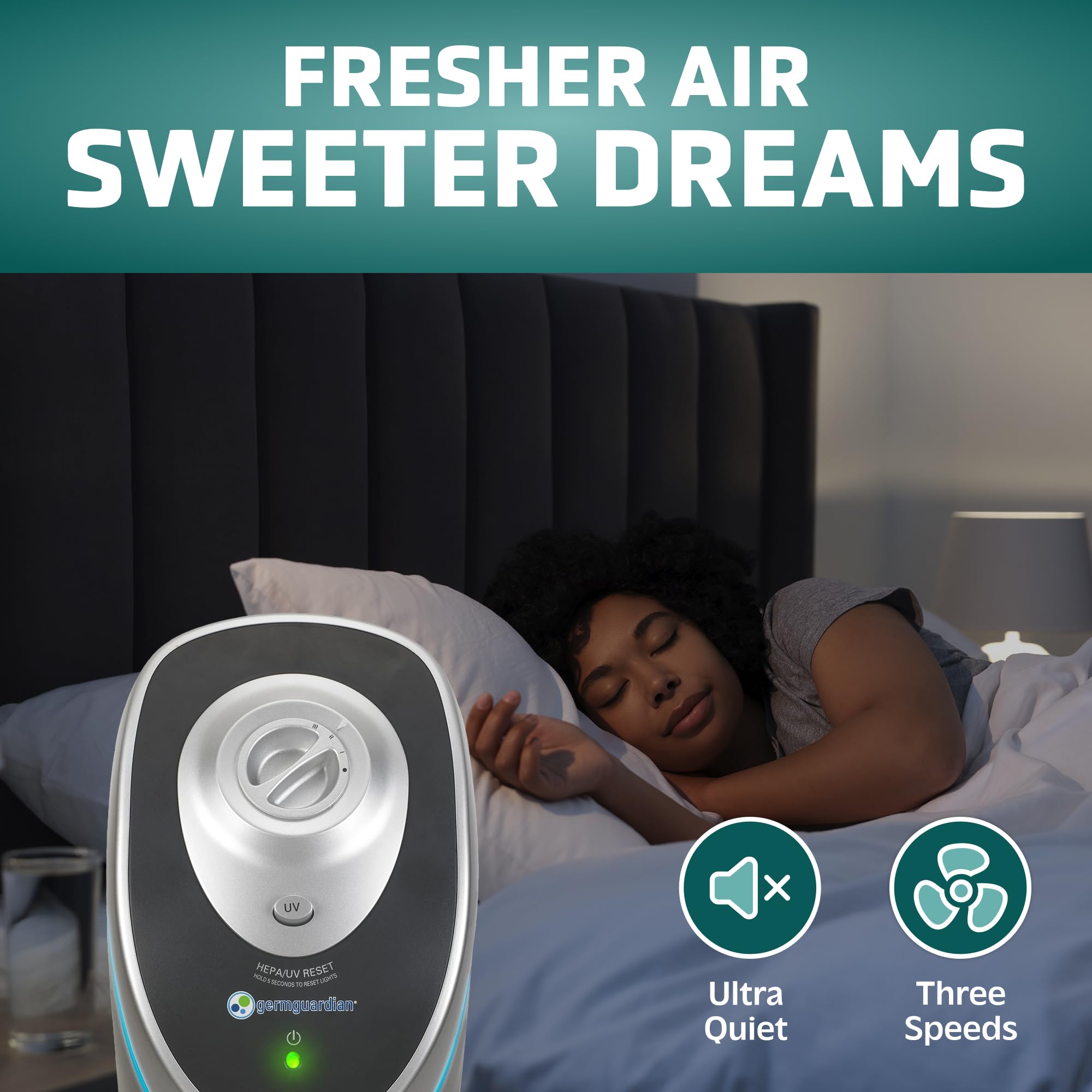 GermGuardian AC5000E 3-in-1 HEPA Air Purifier for Large Rooms up to 915 Sq Ft - UV-C Light, Odor Elimination, 28