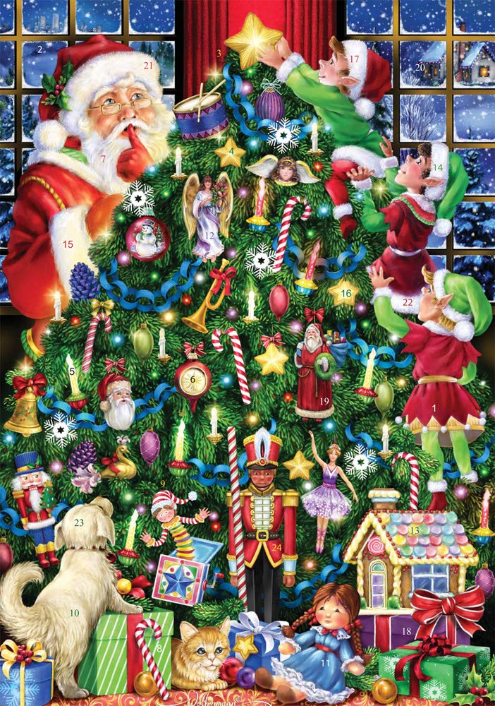 Vermont Christmas Company Advent Calendar - Countdown to Christmas with Star Topper & Holiday Pictures | Perfect for Home Decor, Gift Giving & Holiday Traditions
