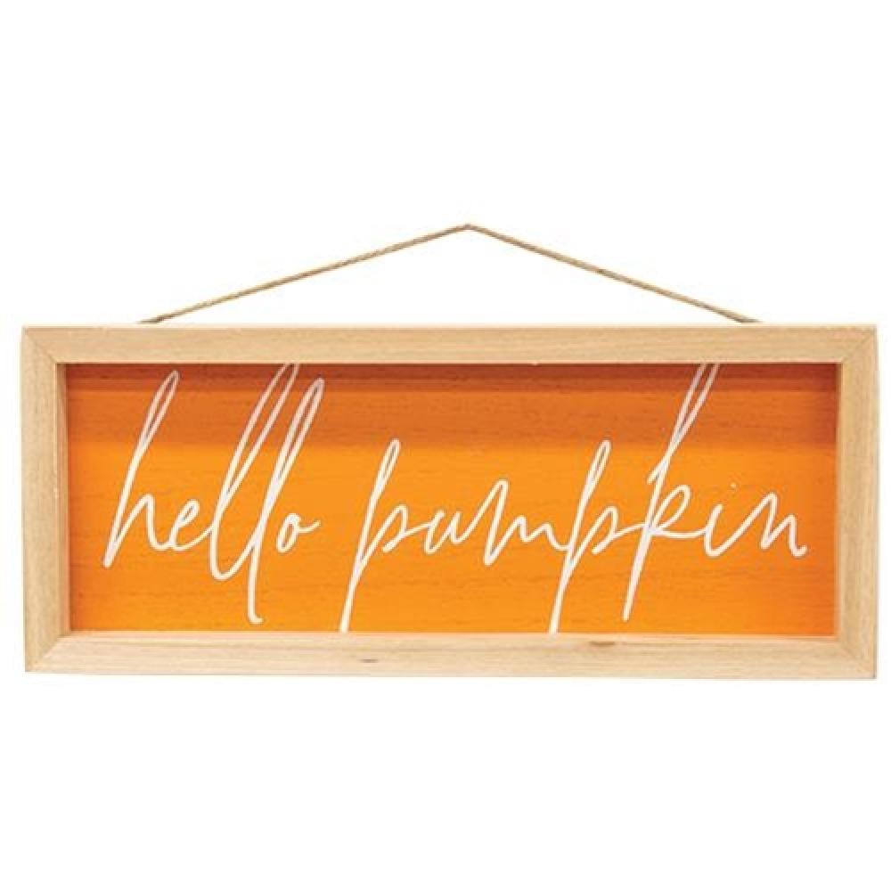Hello Pumpkin Inset Framed Sign - Rustic Farmhouse Decor for Fall, Thanksgiving & Halloween Home Decor - Perfect for Front Porch, Mantel or Entryway Display