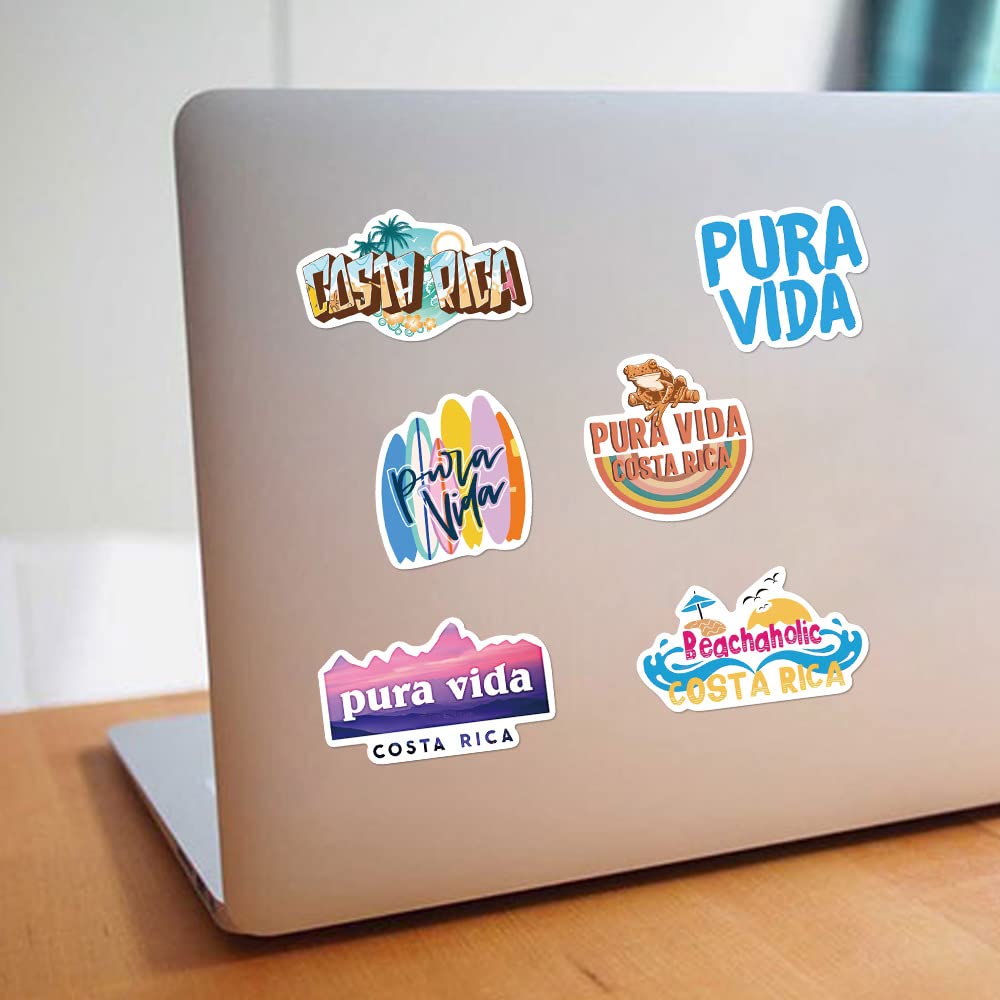 50Pcs Costa Rica Stickers Pack - Waterproof Vinyl Decals for Water Bottles, Laptops, Scrapbooks | Tropical Pura Vida Aesthetic Stickers for Kids, Teens & Adults | Perfect for Travel Journals, Summer Decor & DIY Crafts