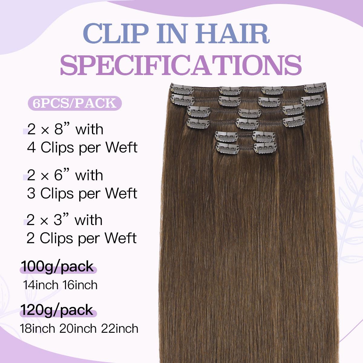 Clip in Hair Extensions 20 Inch Real Human Hair - Medium Brown (#4) 120g 6pcs, Straight & Soft for Full Head Volume | Perfect for Daily Styling, Parties & Special Occasions