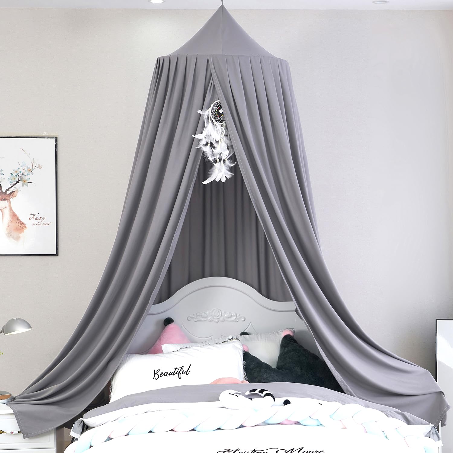 HggTjj Princess Bed Canopy for Girls - Dreamy Mosquito Net with Fairy Lights - Perfect for Kids' Bedroom Decor, Birthday Gifts & Sleepovers