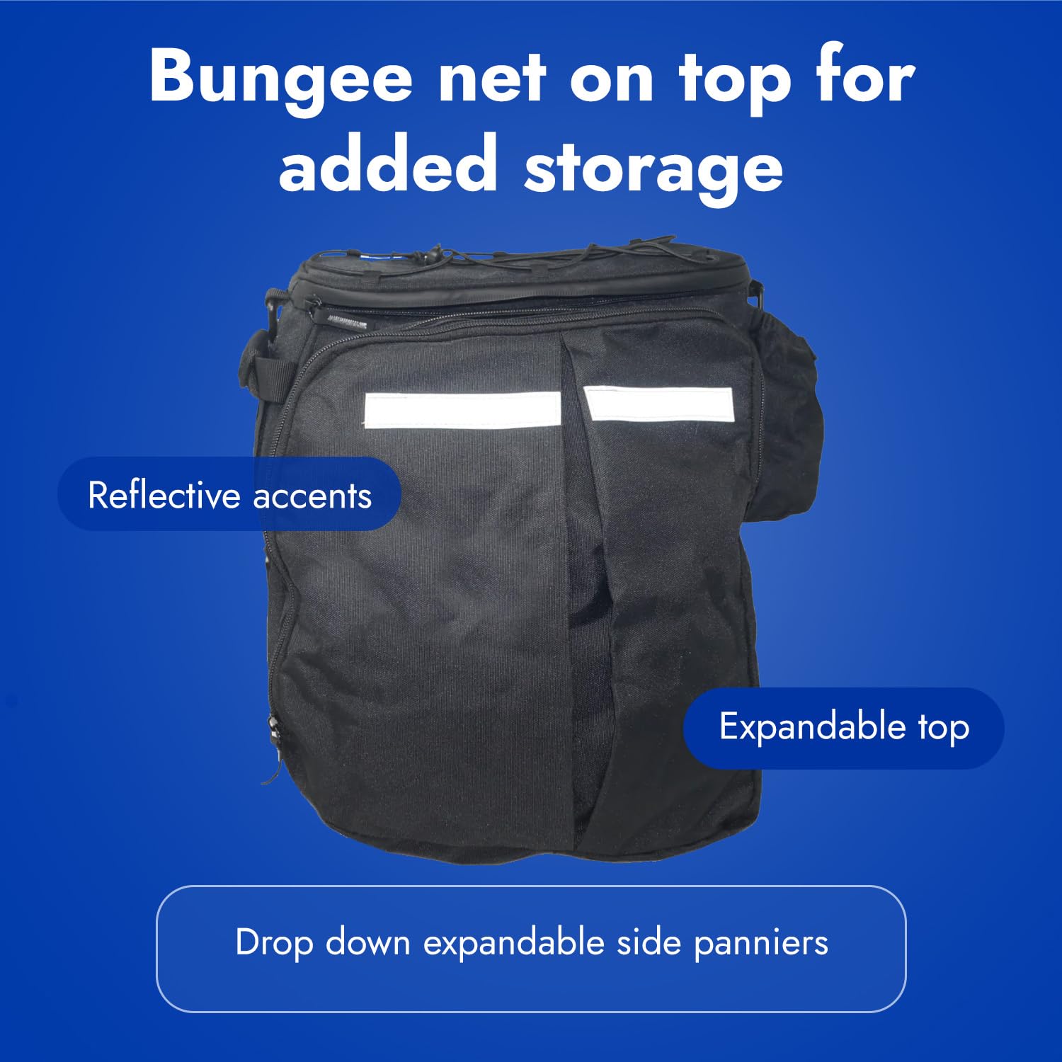 BiKase Big Daddy Expandable Bike Rack Bag with Detachable Panniers - Waterproof Rear Bicycle Trunk for E-Bikes & Commuter Bikes | Features Ice Compartment, Phone Pocket, Bottle Holder & Reflective Safety Strips | Perfect for Grocery Shopping, Work Commutes & Outdoor Adventures