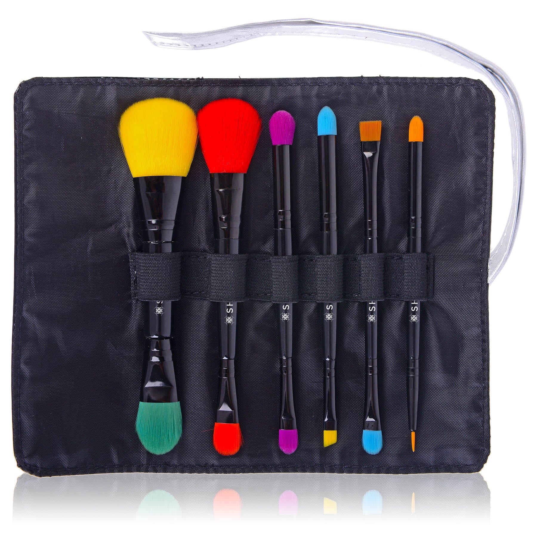 6-Piece LUNA Double-Sided Travel Makeup Brush Set with Pouch - Perfect for On-the-Go Makeup Application & Touch-Ups