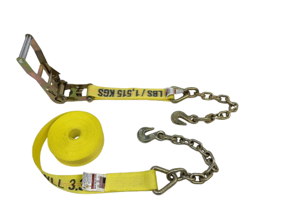 2-Pack 30-Inch Heavy Duty Ratchet Straps with Chain End & Grab Hook - Secure Cargo, Motorcycle, ATV, and Trailers - Durable Tie Down Straps for Transport & Towing