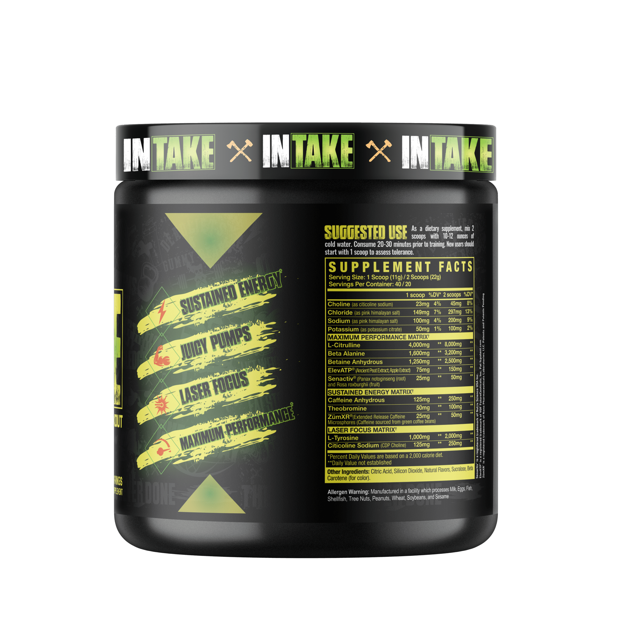 Axe & Sledge Intake All-In-One Pre-Workout Supplement - Boost Energy, Focus & Endurance for Gym & Fitness Training