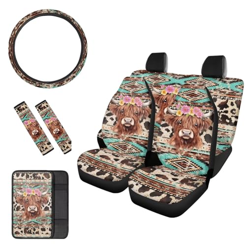 Aztec Cow Print Highland Cow Flower