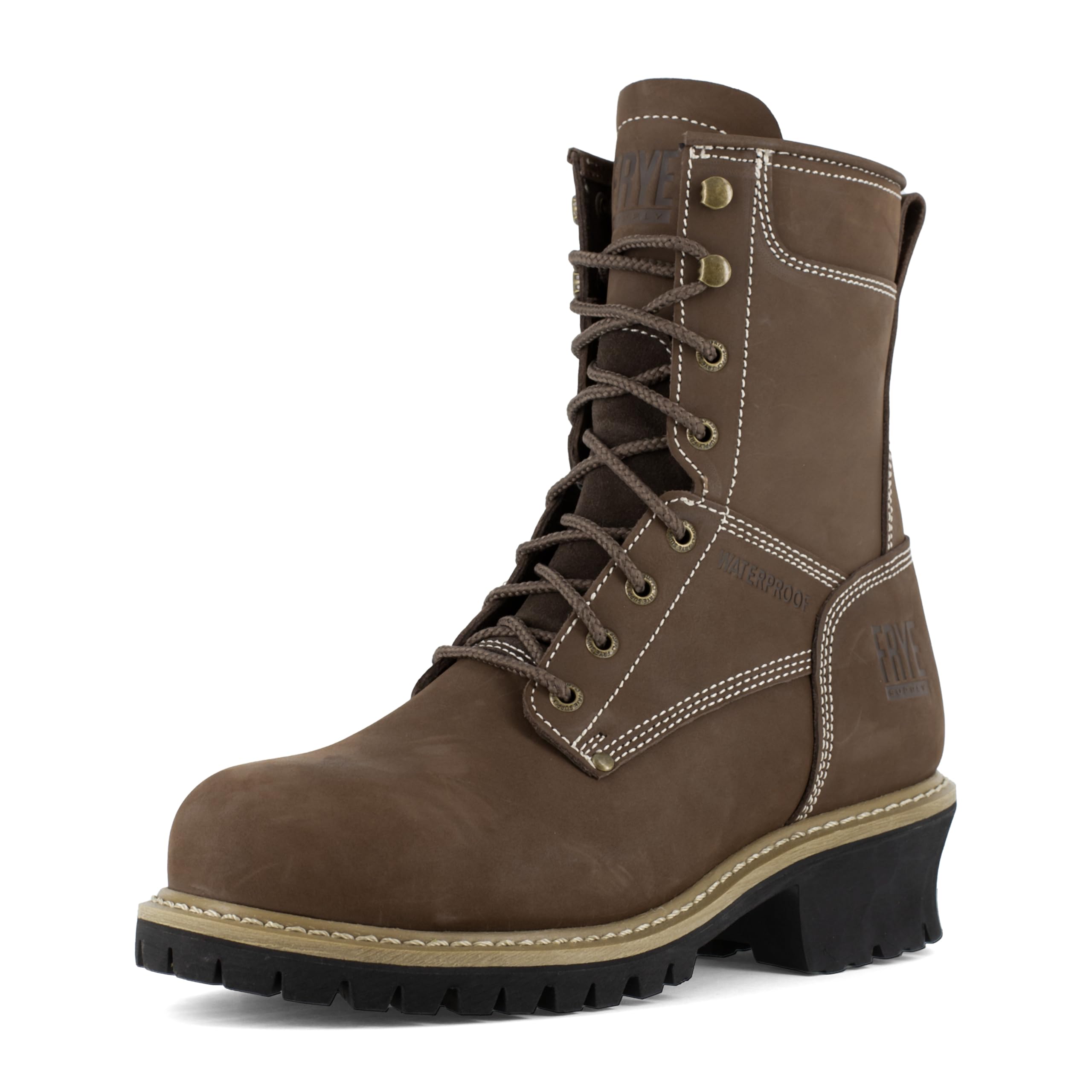 Frye Men's Safety-Crafted Logger Boot - Durable Work Boots for Construction, Hiking & Outdoor Activities - Waterproof Leather Steel Toe Work Shoes for Men