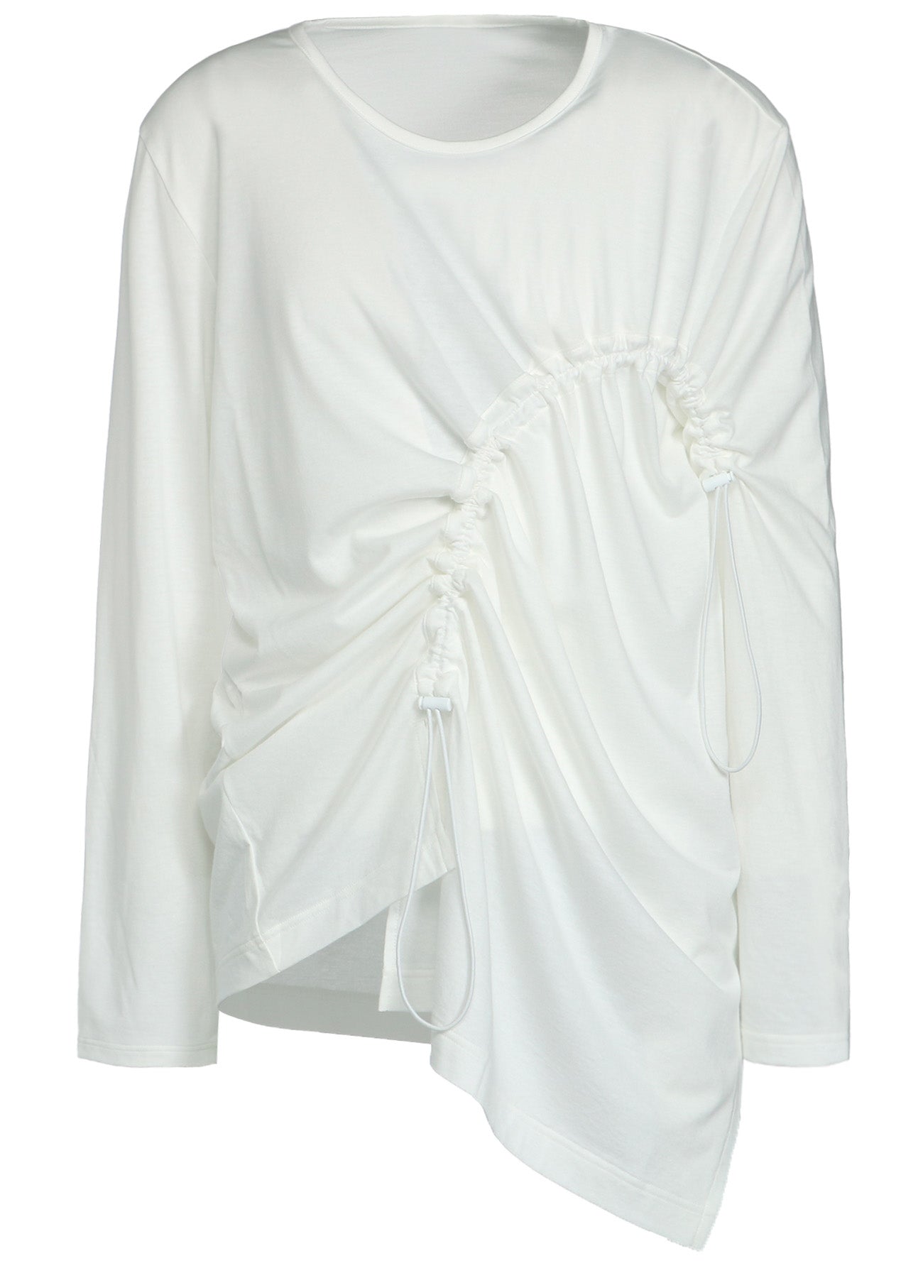 Soft Cotton Modal Jersey Drawstring Shirred Long Sleeve T-Shirt for Women - Casual Comfort Fit, Breathable & Stretchy - Perfect for Everyday Wear, Layering & Lounge Outfits