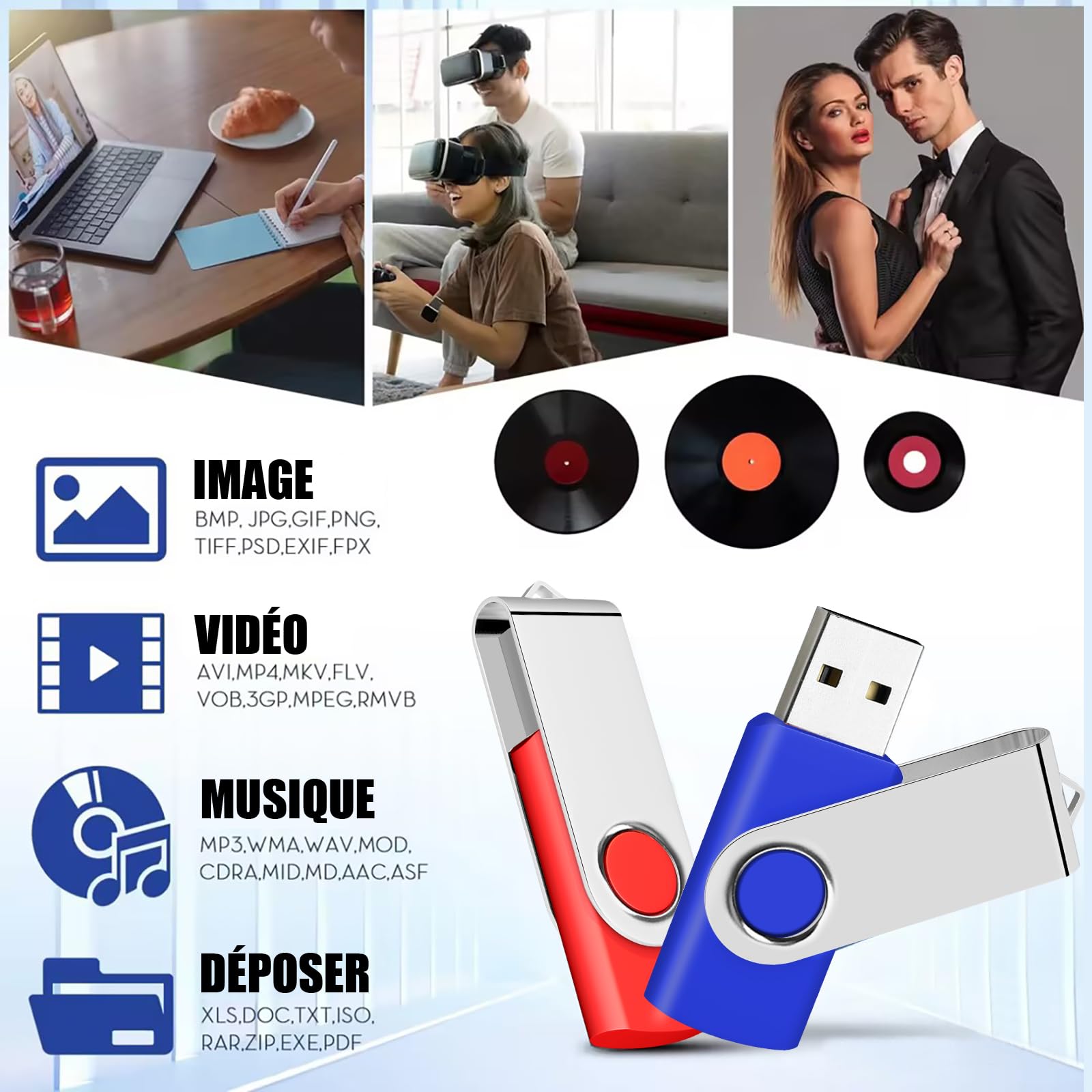 32GB USB Flash Drive 10 Pack - EASTBULL 2.0 Swivel Thumb Drive Memory Stick with Lanyards for Data Storage, File Transfer - Perfect for Office, School, Business & Backup Use