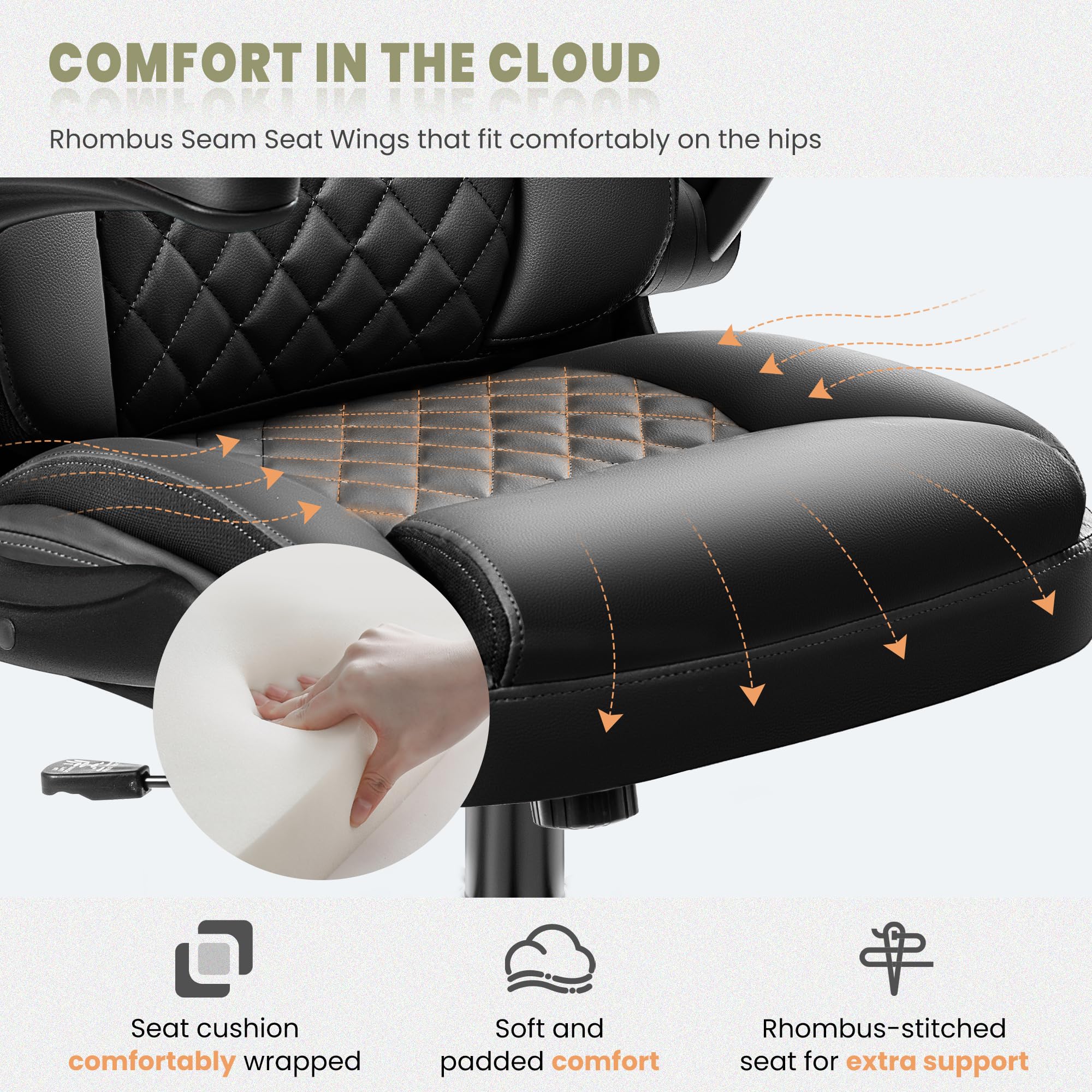 Premium Ergonomic Leather Executive Office Chair with Lumbar Support, Swivel & Wheels - Adjustable Flip-Up Armrests Black for Home Office, Computer Desk & Workspace Comfort