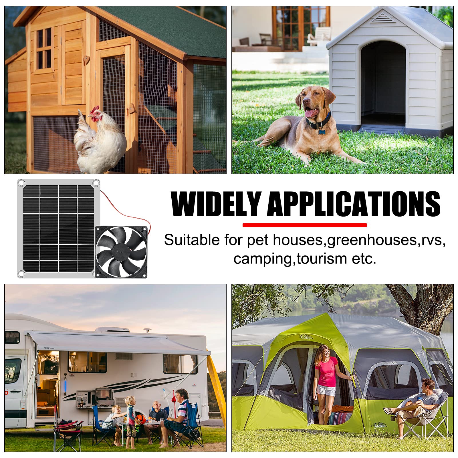 EVTSCAN 10W Solar Powered Exhaust Fan - Solar Attic Ventilation System with USB Charging for Greenhouse, Chicken Coop, Warehouse, RV Cooling - Ideal for Home, Farm & Outdoor Use