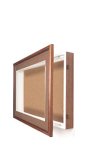 24x36 SwingFrame Designer Wood Framed Lighted Cork Board Display Case - 4 Inch Deep Cork Bulletin Board for Office, Home & Classroom Organization
