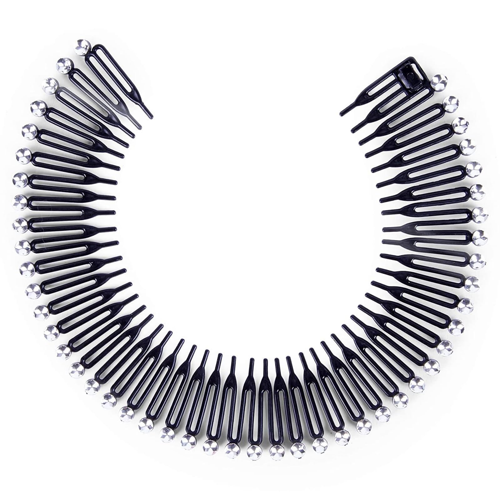 Glamlily 12 Pack Rhinestone Zig Zag Circle Headbands with Teeth Comb for Women - Non-Slip Hair Accessories in 6 Colors - Perfect for Weddings, Parties & Everyday Styling