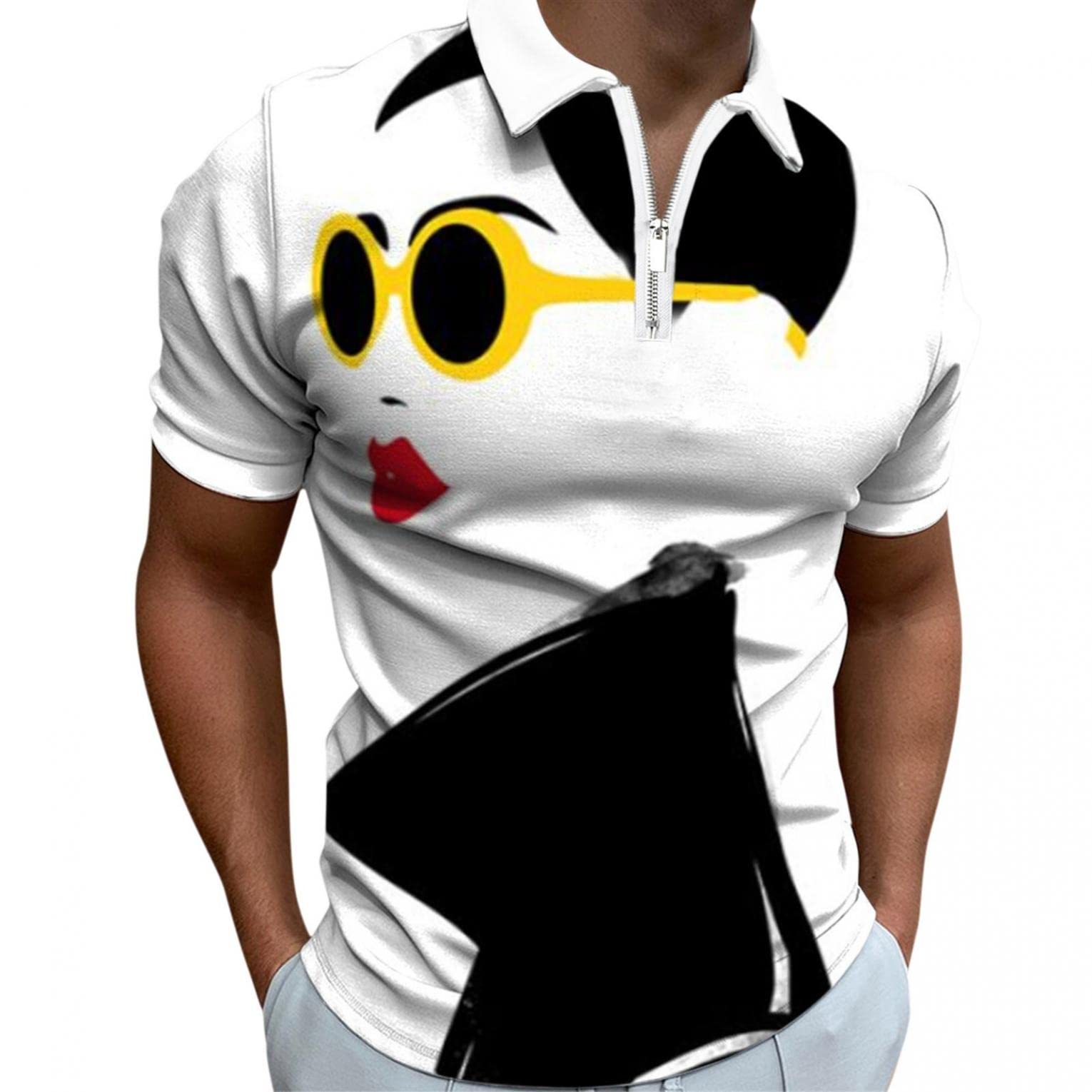 Premium Men's Short Sleeve Polo Shirts - Breathable Dressy Casual T-Shirts with Turn Down Collar & Zipper Detail | Perfect for Spring Outfits, Office Wear & Weekend Casual Looks