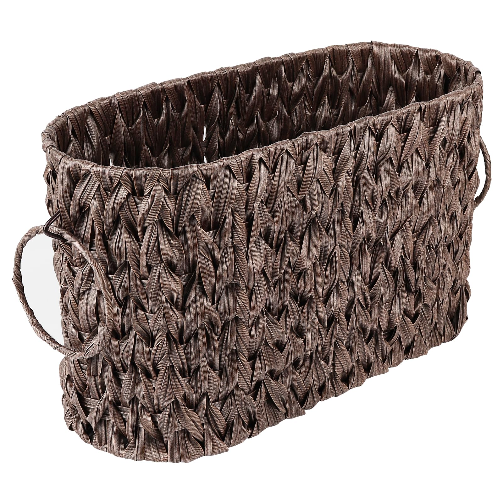 Premium Wicker Toilet Paper Storage Basket - Holds 6 Mega Rolls, Bathroom Organizer with Lid, Natural Brown Rattan Basket for Bathroom Accessories - Perfect for Small Spaces, Apartment Living & Farmhouse Decor