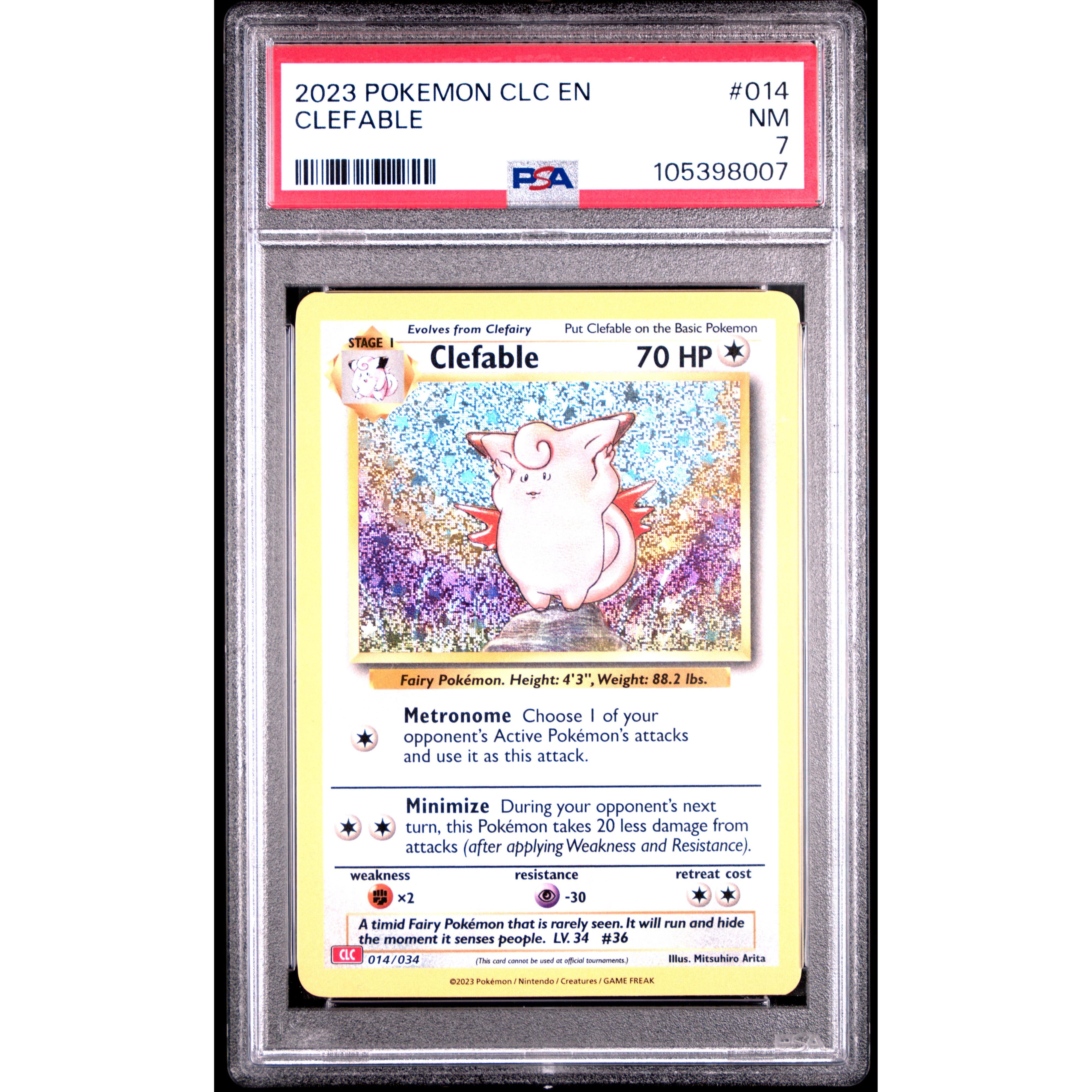 2023 Pokemon Classic Collection Clefable 014/034 PSA 7 Graded Card - Rare Collectible for Pokemon Fans, Gaming Tournaments & Investment