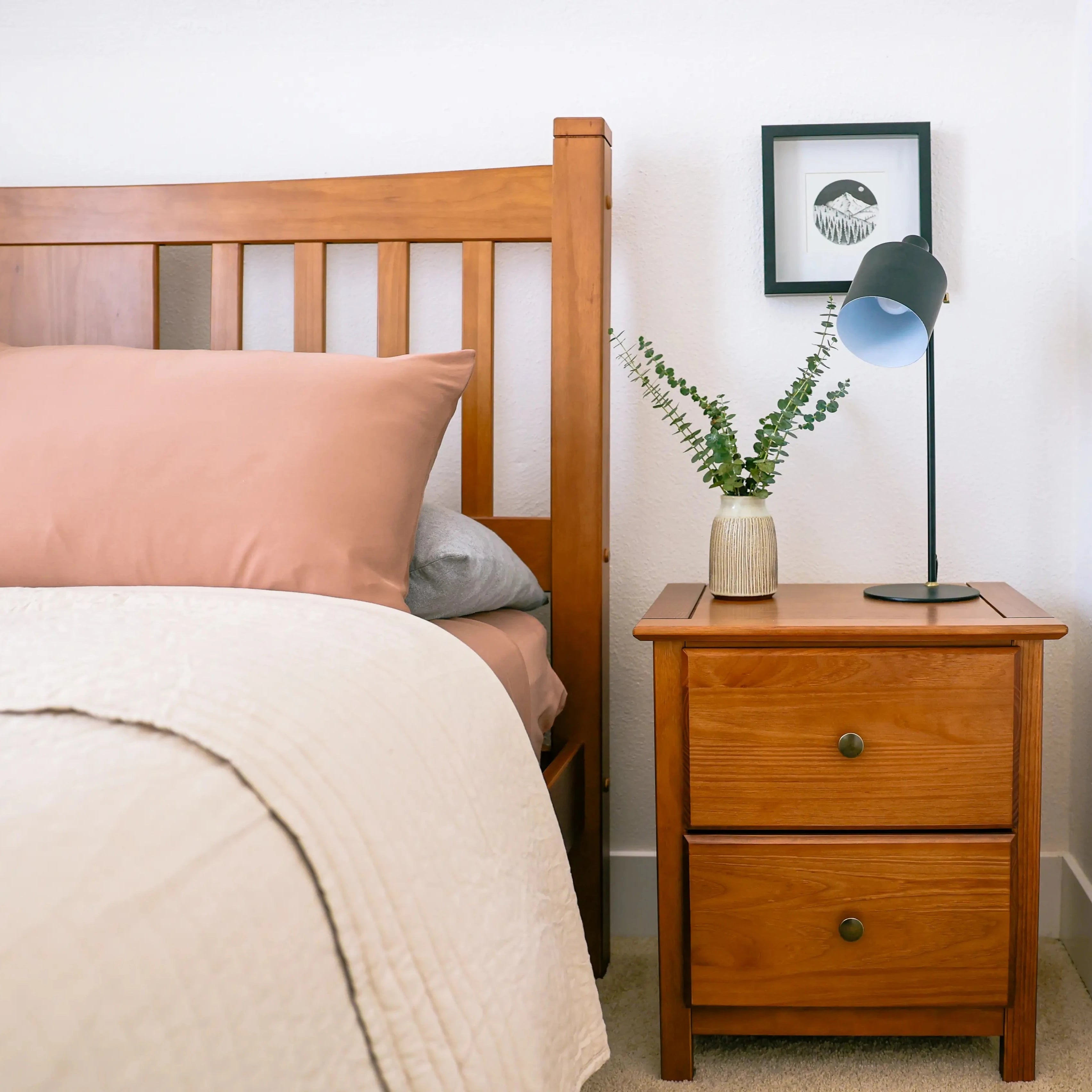 5-Piece Shaker Slat Platform Bedroom Set - Queen Size Solid Wood Bed Frame with Nightstands & Dresser - Modern Farmhouse Bedroom Furniture for Home Decor
