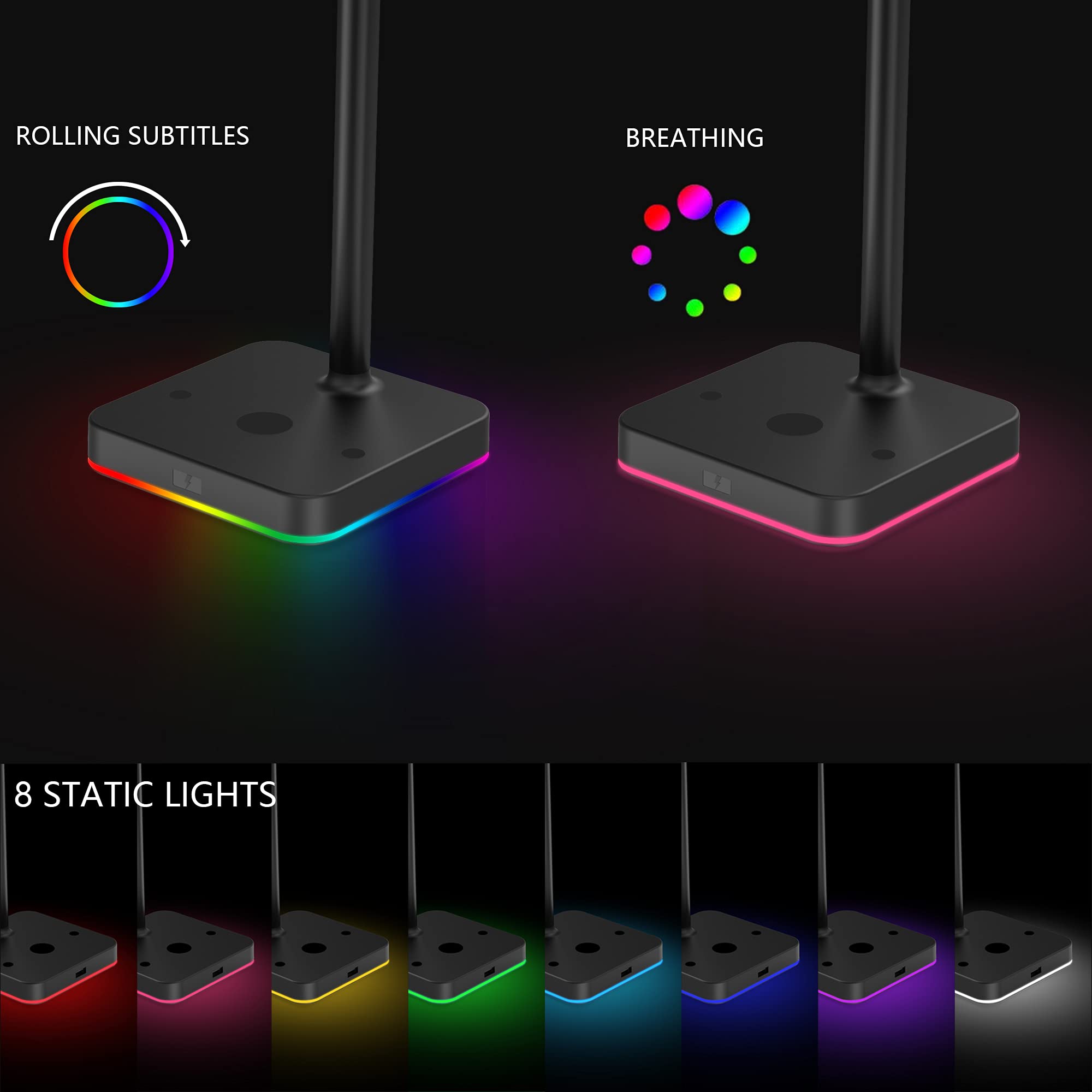 Premium RGB Gaming Headphone Stand with 10W/7.5W Fast Wireless Charger & USB Port - Universal Headset Holder for PC, PS5, Xbox - Perfect for Gaming Setup, Home Office & Streaming Station