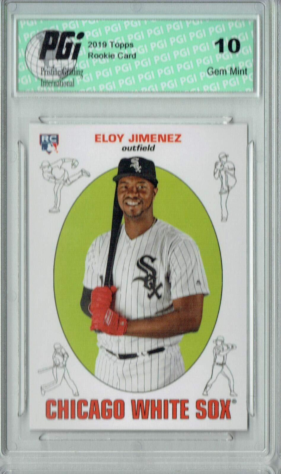 Eloy Jimenez 2019 Topps #310 Throwback SP 1218 Rookie Card PGI 10 Graded - Authentic Baseball Collectible for Fans & Investors - Perfect for Display, Trading, and Sports Memorabilia Collections