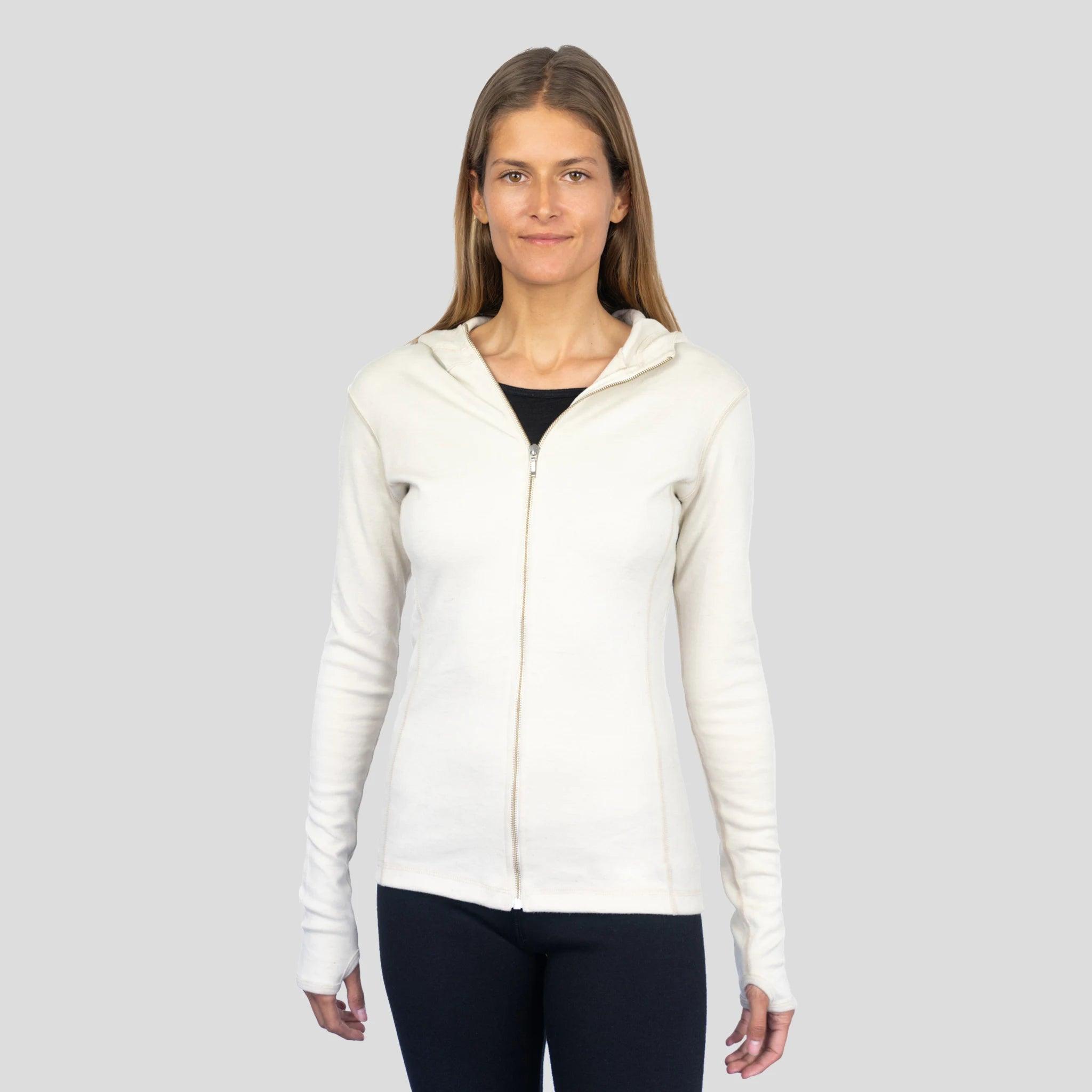 Women's Alpaca Wool Hoodie Jacket - 420 Midweight Full Zip Fleece Pullover for Outdoor Hiking & Winter Travel - Cozy Warm Sweatshirt for Casual Wear