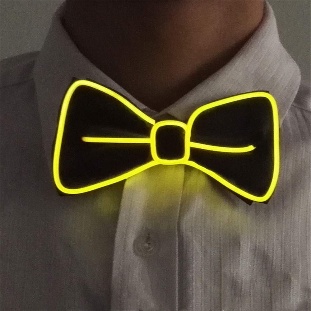 Glowing LED Bow Tie - Adjustable Light Up Bowtie with EL Wire for Men & Women - Perfect for Parties, Raves, Halloween, and Cosplay