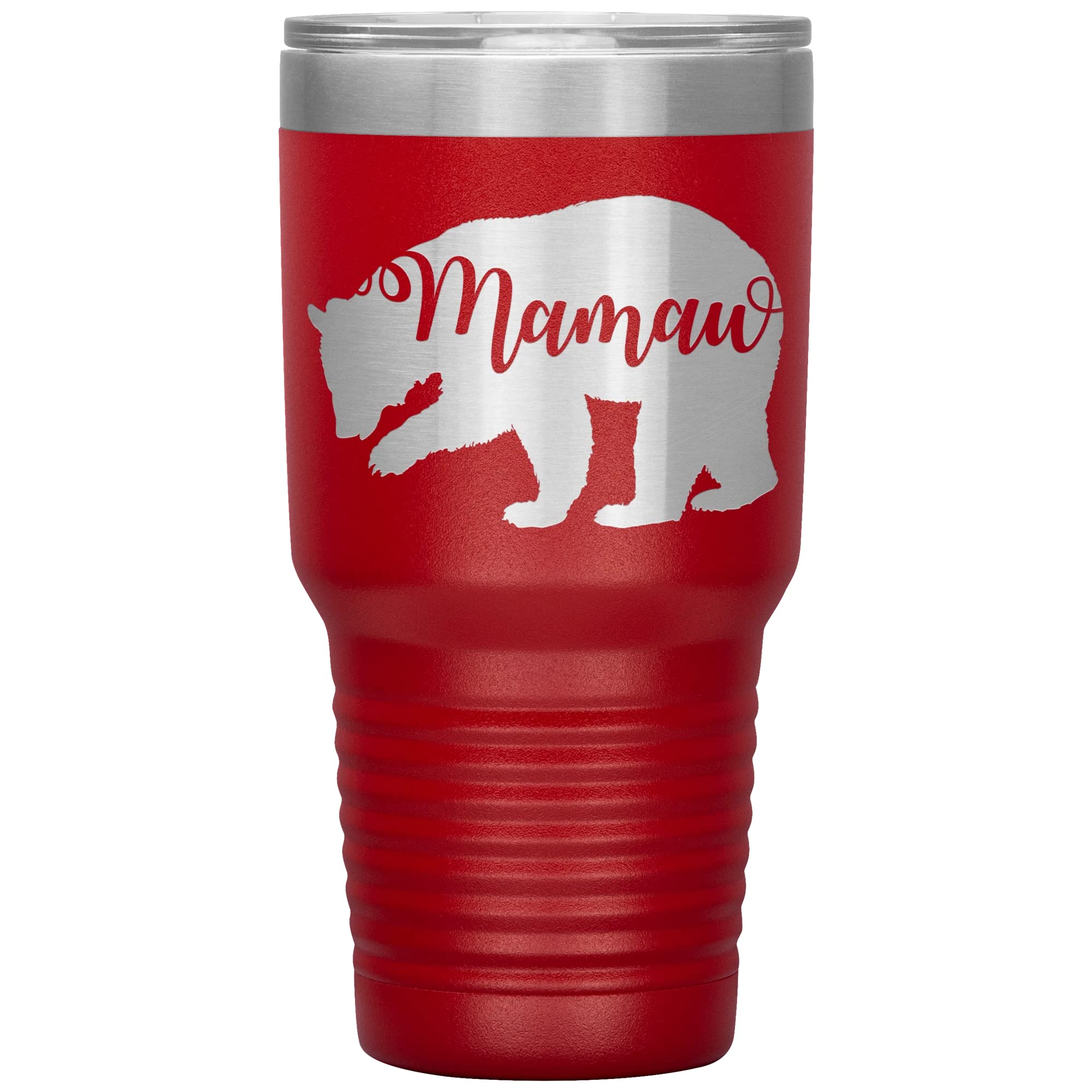 30oz Insulated Stainless Steel Tumbler Cup - Personalized Mamaw Bear Engraved Gift for Grandma - Perfect for Coffee, Tea & Cold Drinks at Home, Office or Travel