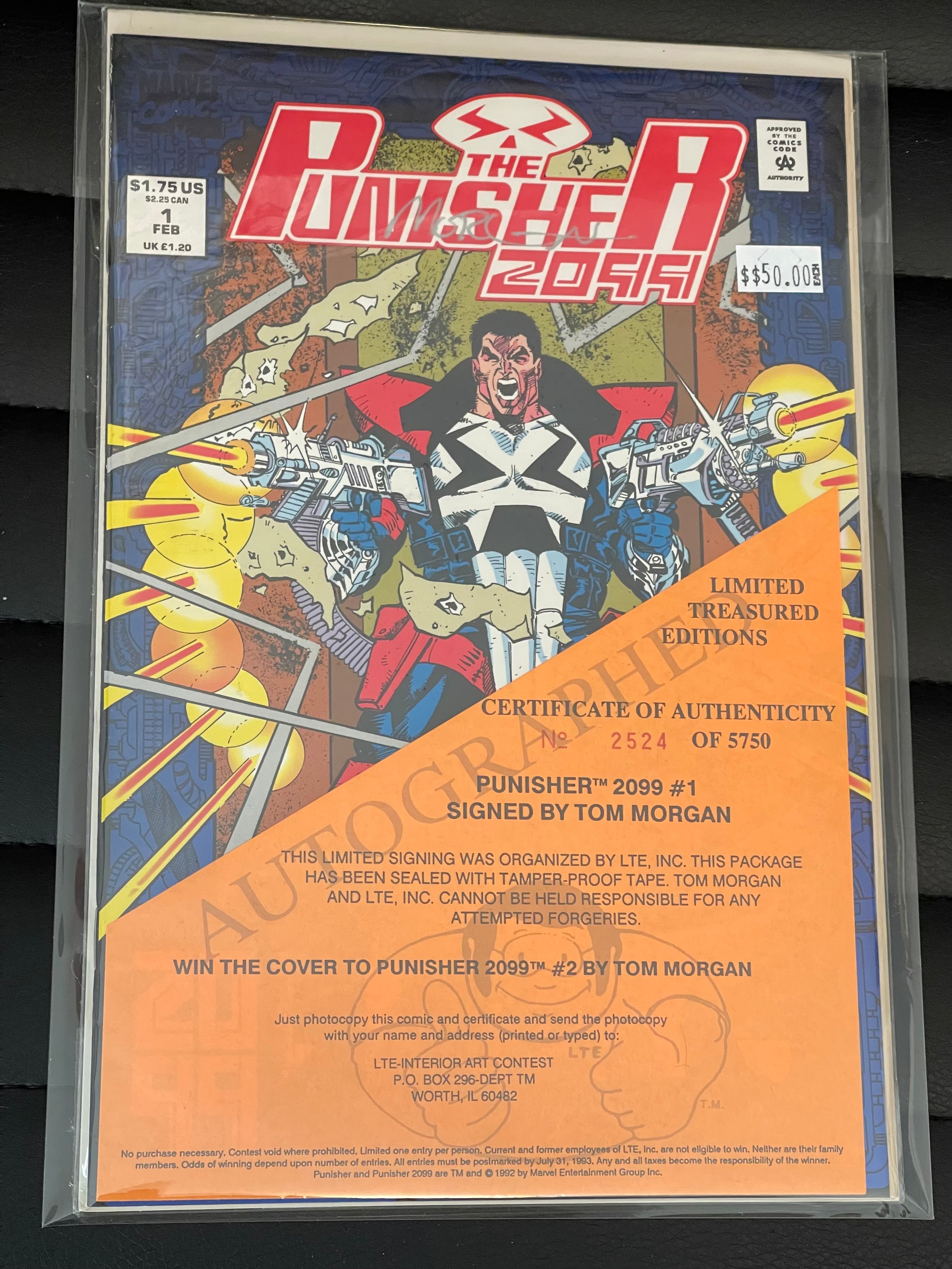 Punisher 2099 #1 Comic - Signed by Tom Morgan & Certified Sealed - Collectible Marvel Comic Book for Display & Investment