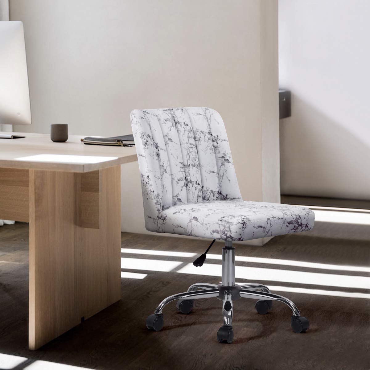 Ergonomic Home Office Chair - Adjustable Computer Desk Chair with Lumbar Support for Work, Gaming & Study - Comfortable Executive Chair for Office, Living Room, Bedroom (White) - Perfect for Remote Work & Online Classes