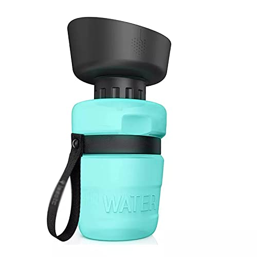 Foldable Portable Dog Water Bottle with Travel Bowl - Leak-Proof Pet Feeder for Outdoor Hiking, Camping & Walking (Green, One Size) - Perfect for Dogs On-The-Go