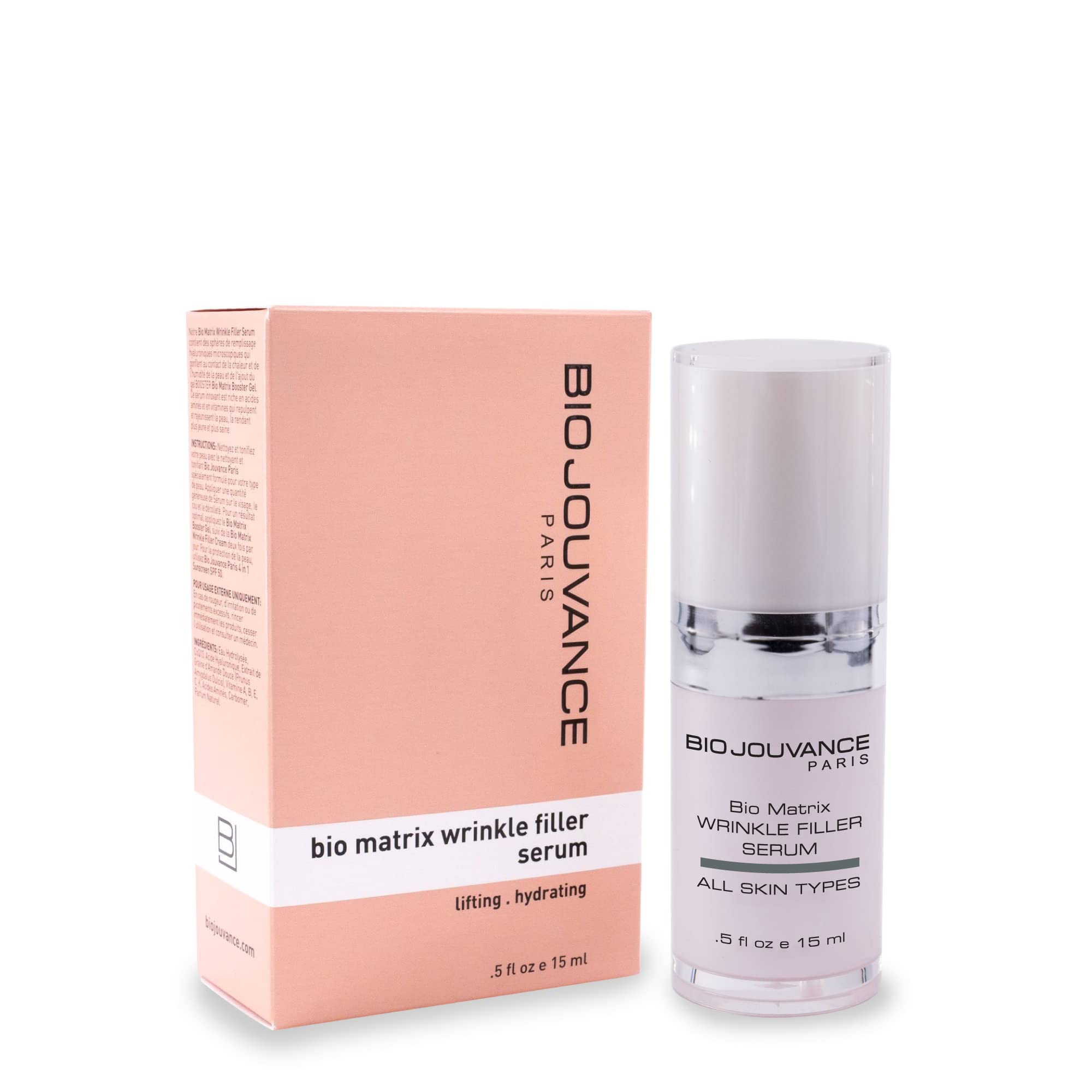 Bio Jouvance Bio Matrix Wrinkle Filler Serum 0.5oz / 15ml - Anti-Aging Face & Eye Cream for Deep Hydration | French Skincare Treatment for Fine Lines & Wrinkles | Perfect for Daily Routine & Night Care