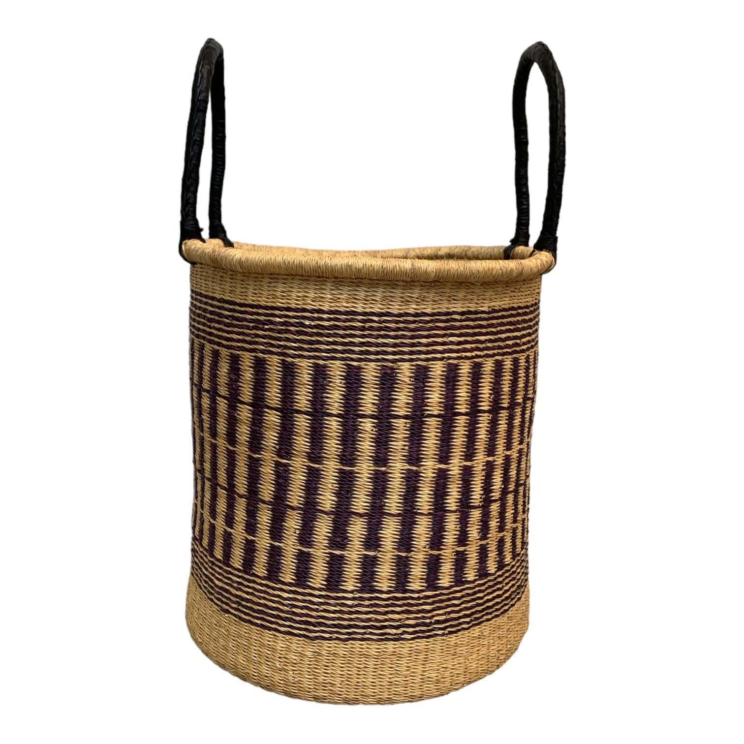 Handwoven Large Aubergine Basket - Natural Rattan Storage for Home Decor, Picnics & Beach Outings | Eco-Friendly & Stylish Organization Solution