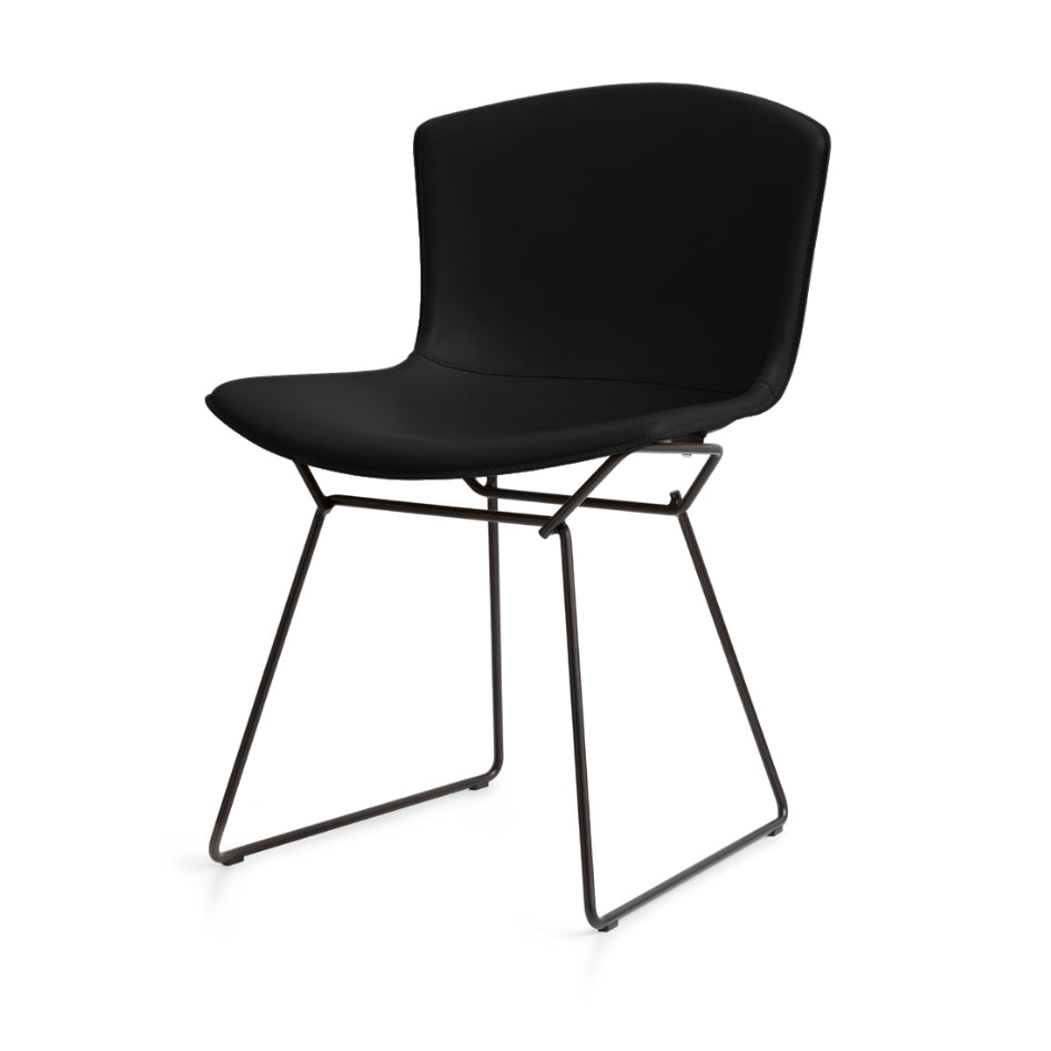 Bertoia Side Chair with Genuine Cowhide Upholstery - Modern Dining Chair for Kitchen, Office, and Lounge Areas