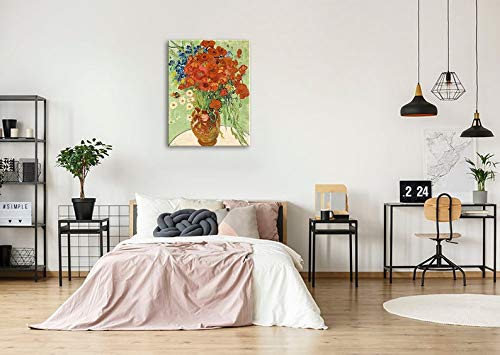 Vincent Van Gogh Vase with Cornflowers and Poppies Wall Art - Premium Canvas Print Reproduction, Gallery Wrapped for Home & Office Decor | Living Room, Bedroom, Dining Room Wall Decor