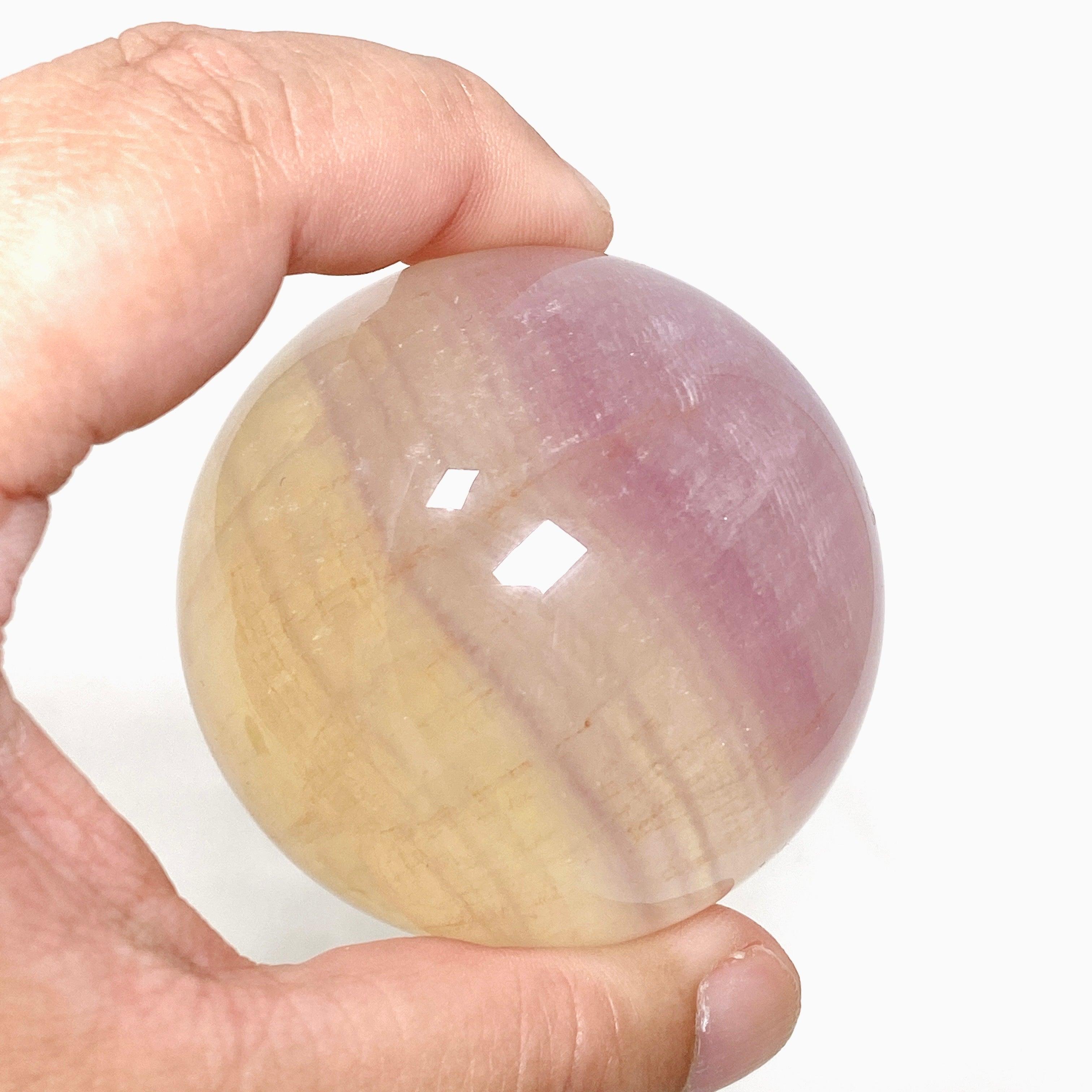 Natural Pink and Yellow Fluorite Crystal Sphere - 12