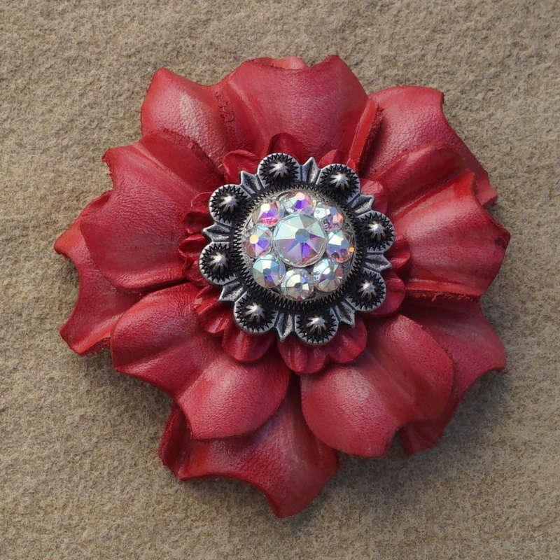 Pink Carnation Flower Concho with Antique Silver AB Finish - Perfect for Western Belts, Hat Bands & Leather Craft Accessories