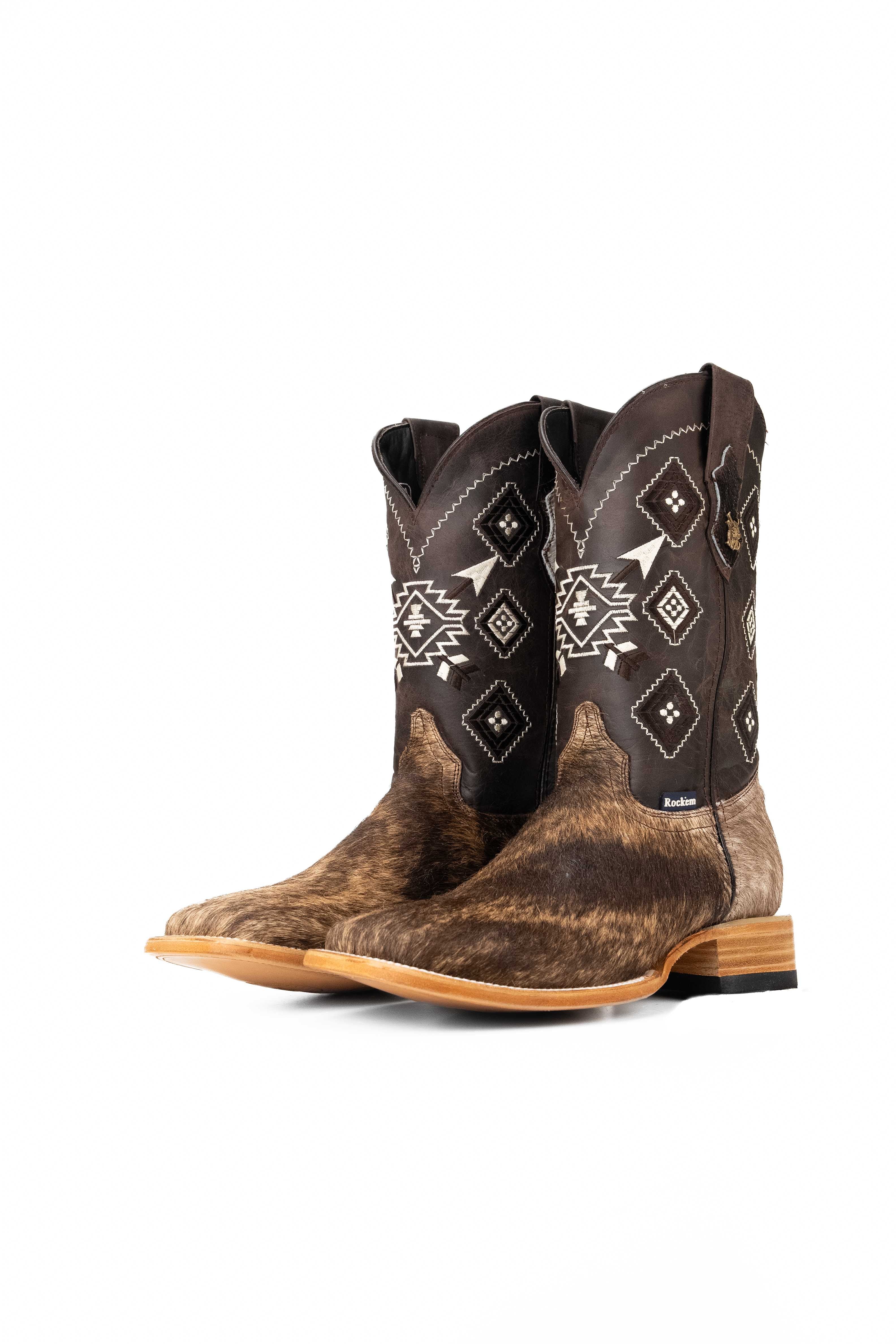 Authentic Men's Cowhide Square Toe Cowboy Boots - Size 10 - Durable & Comfortable Western Boots for Rodeo, Country Dancing & Outdoor Adventures