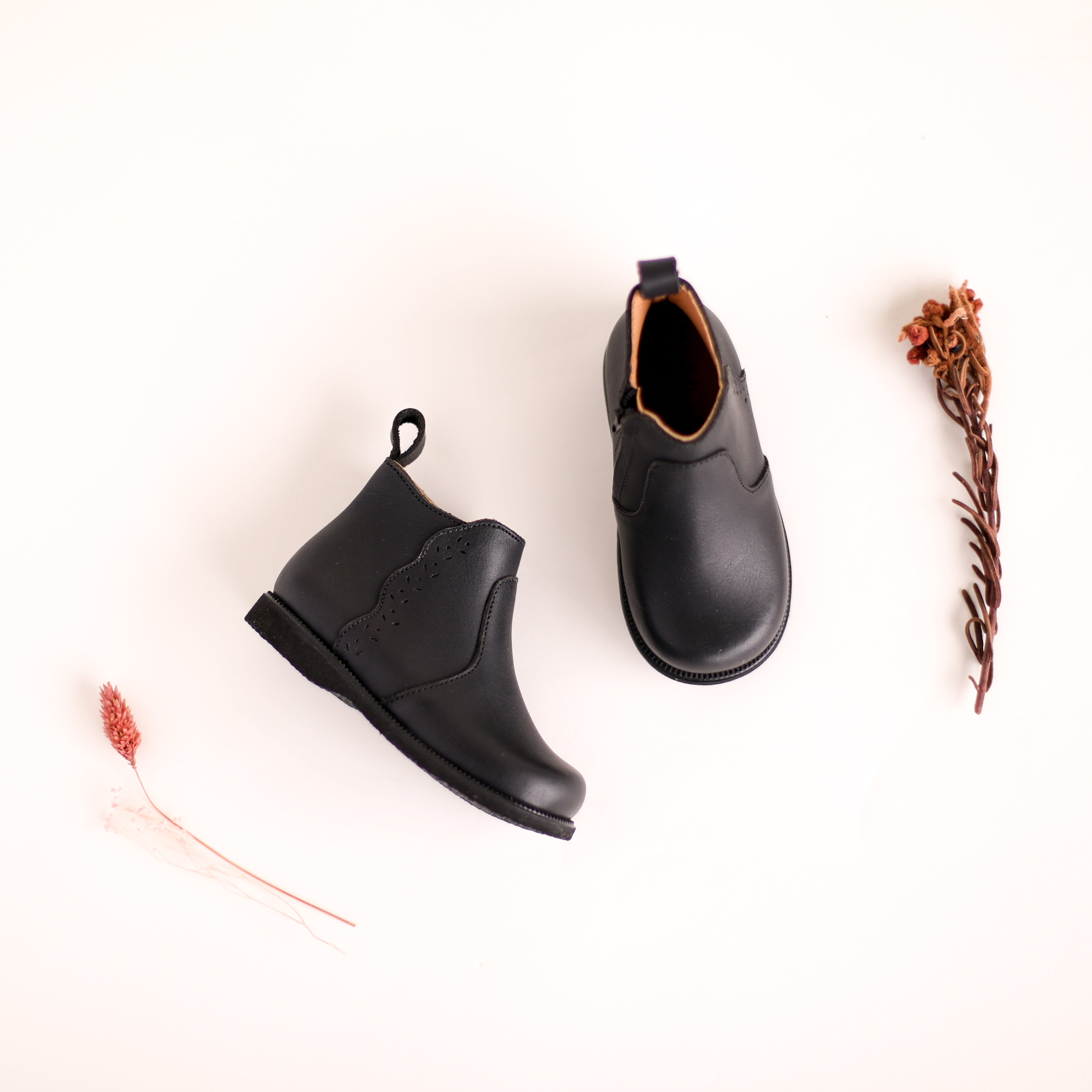 Black Ophelia Kids Leather Boots - Waterproof & Comfortable for Outdoor Play, School & Winter Wear