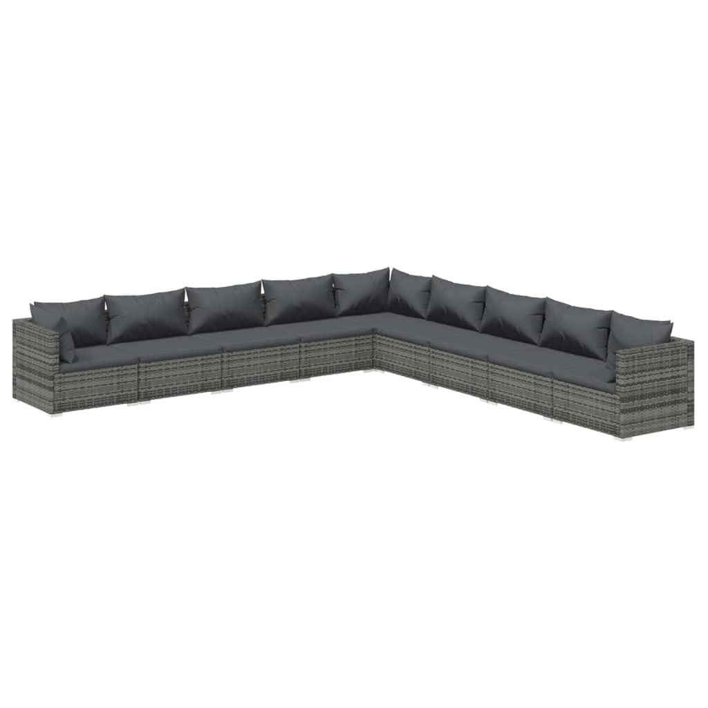 Premium 9-Piece Poly Rattan Patio Lounge Set with Cushions - Adjustable Outdoor Furniture for Garden, Poolside & Backyard - Weather-Resistant & Easy-to-Clean Wicker Sofa Set