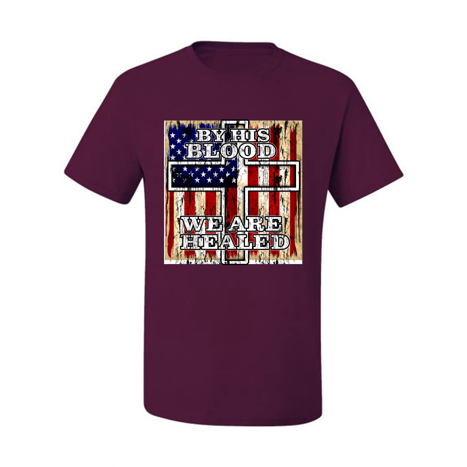 Christian Men's Graphic T-Shirt - By His Blood We Are Healed for Church & Worship