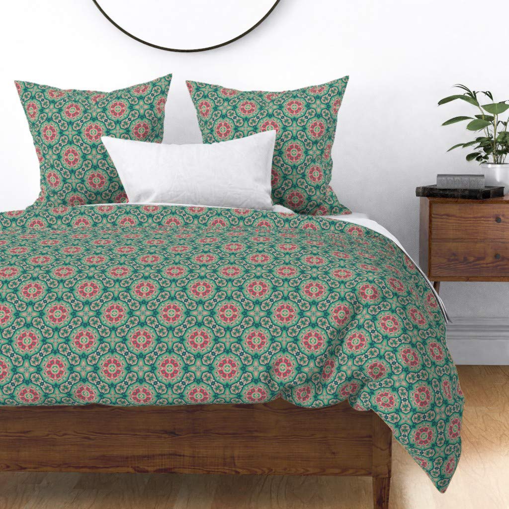 Custom Mosaic Fancy Tile French Print Cotton Sateen Duvet Cover - Full/Queen Size | Spoonflower Premium Bedding for Modern Bedrooms & Guest Rooms