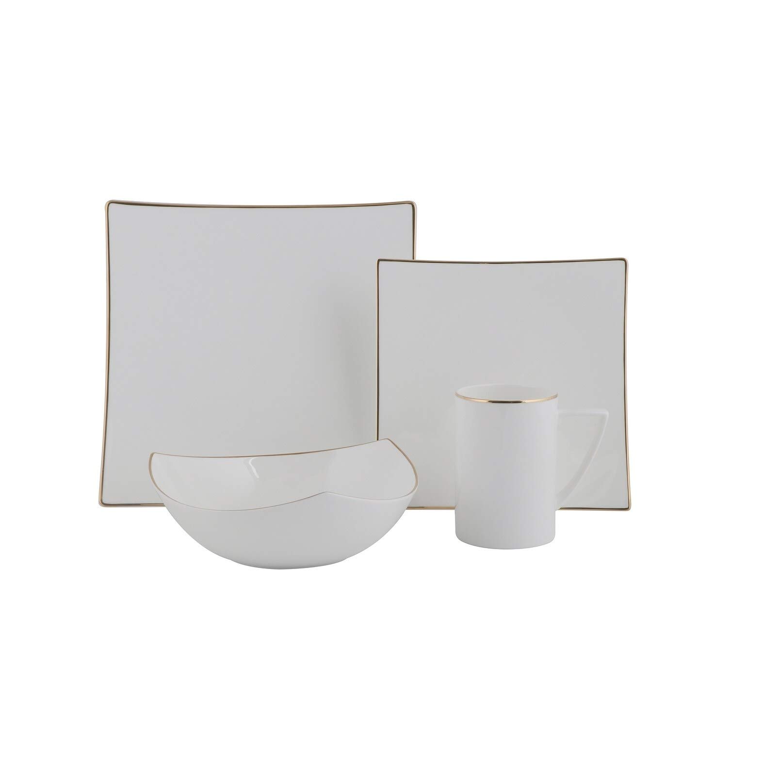 Red Vanilla Extreme Gold 16-Piece Dinnerware Set - Elegant White Porcelain Tableware for Formal Dining & Special Occasions