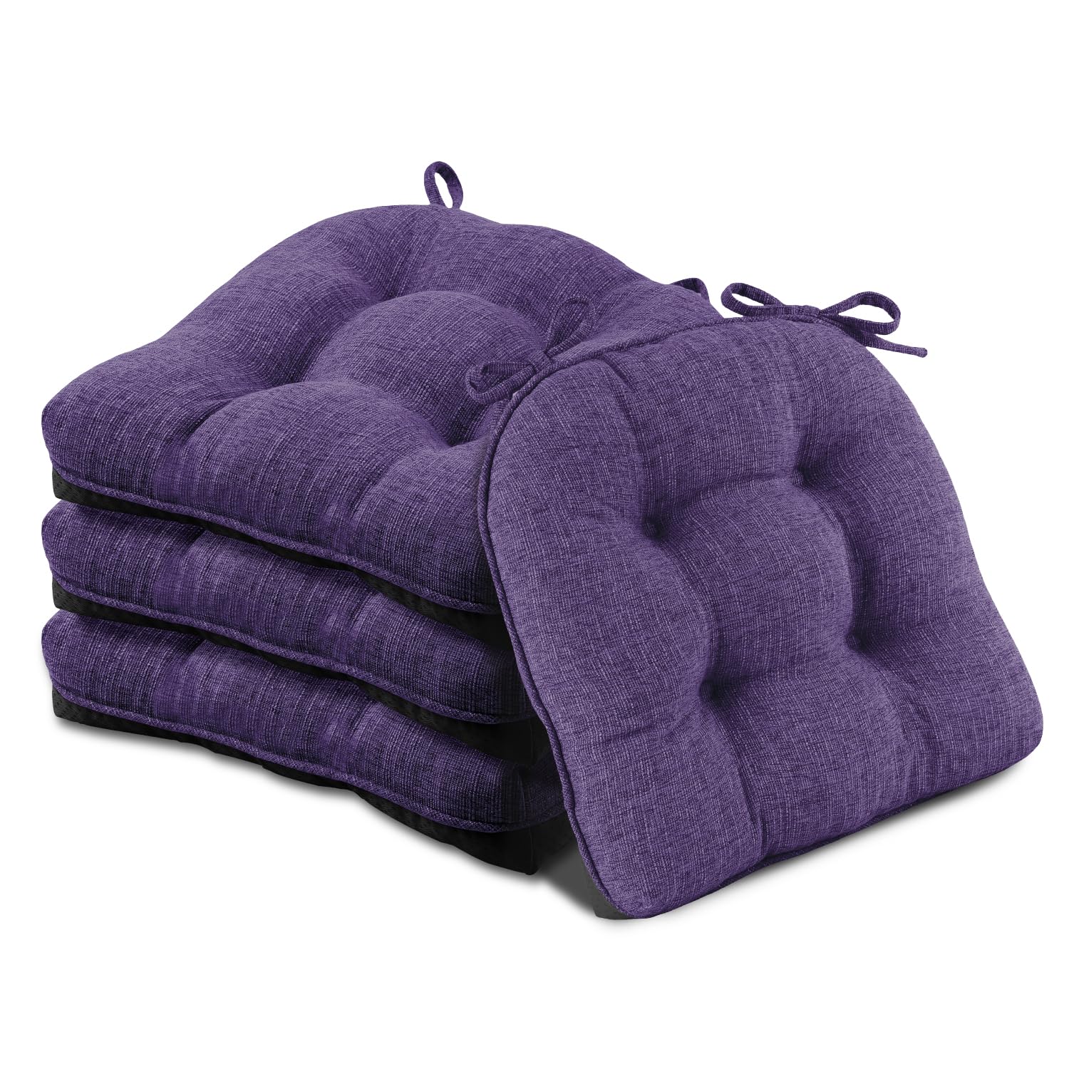 Premium Memory Foam Dining Chair Cushions 4-Pack – Non-Slip Backing & Adjustable Ties, 15.5