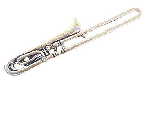Handcrafted Pewter Trombone Lapel Pin & Button Badge Set - UK Made for Gifts & Music Lovers