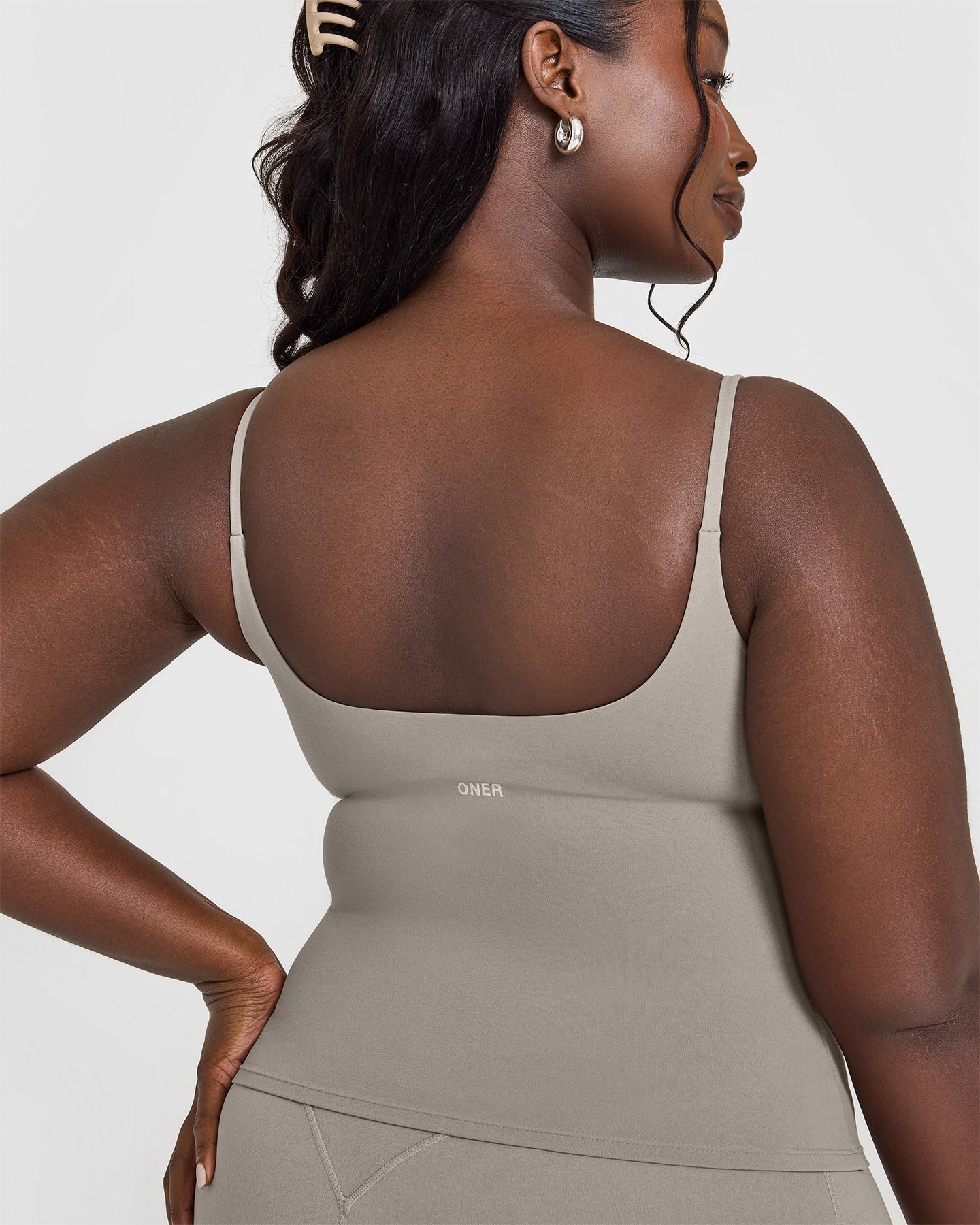 SoftMotion™ Strappy Vest with Built-in Bra Shelf - Comfortable & Supportive Women's Activewear for Yoga, Running & Lounge Wear in Warm Sand Color