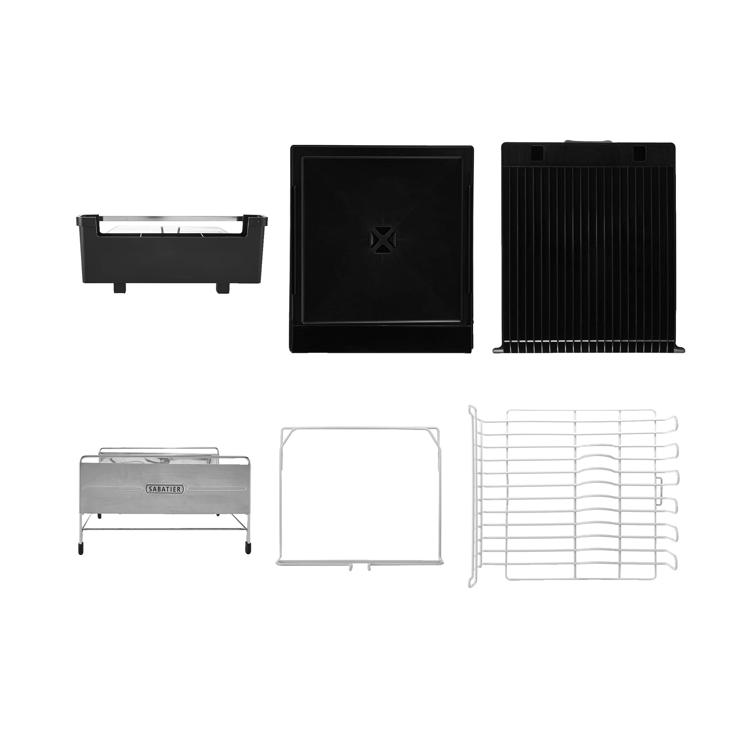 Sabatier Expandable Stainless Steel Dish Rack - Rust-Resistant Soft Coated Wires, Bi-Directional Spout, Utensil Caddy & Removable Stemware Holder - Perfect for Kitchen Countertop, Sink Side & Small Space Organization