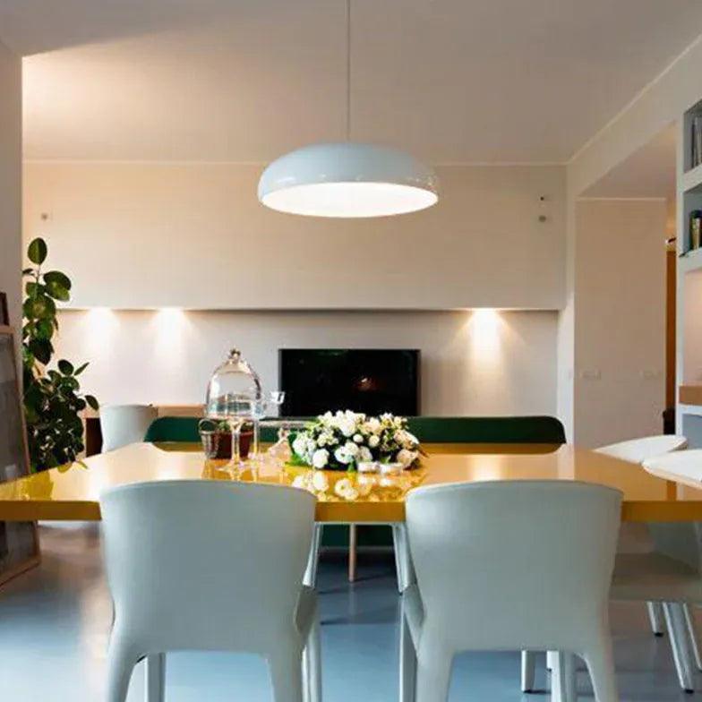 Modern Single Head Pendant Light with Glossy Disc Shade - Sleek Ceiling Lighting for Dining Room, Kitchen Island & Bedroom Decor