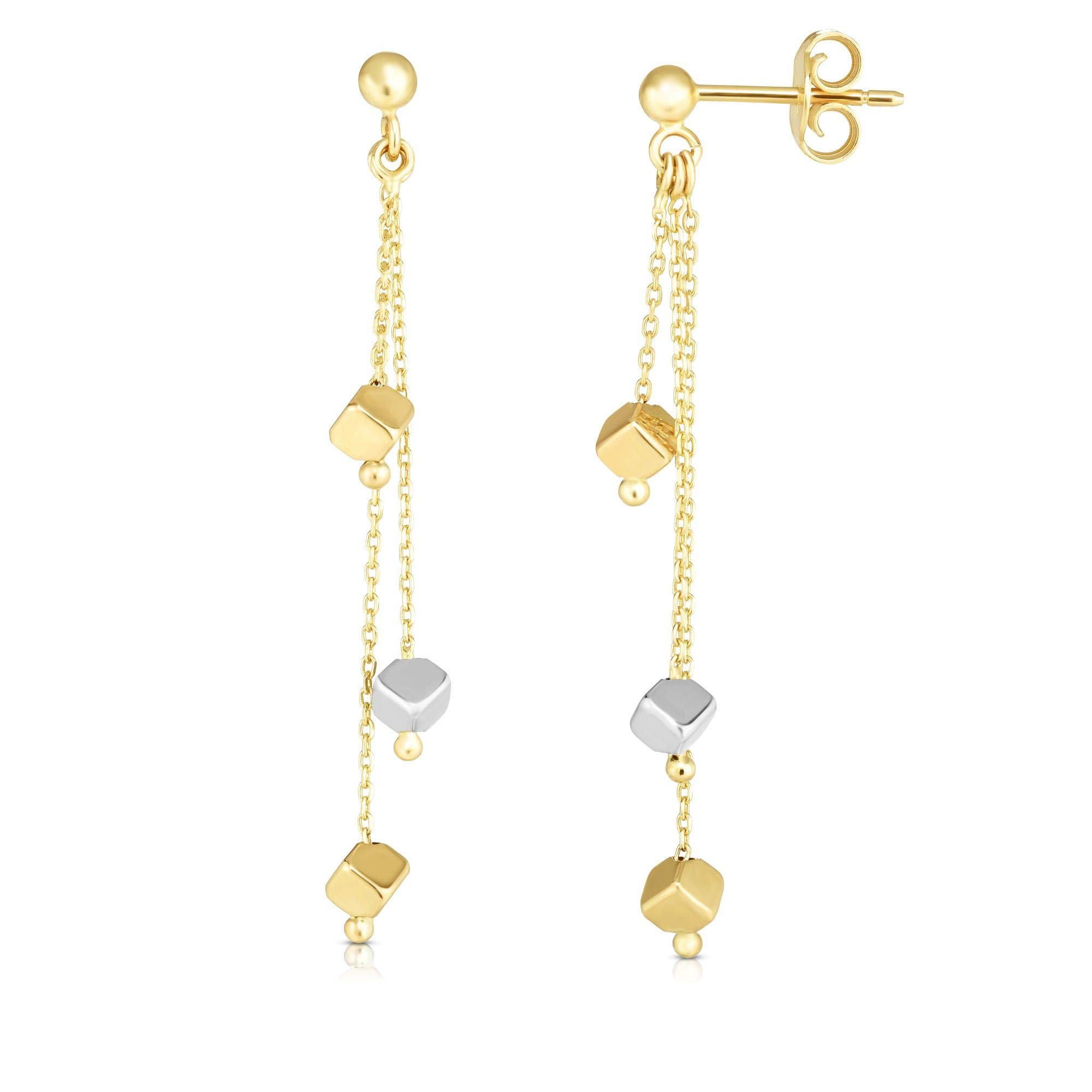 14Kt Gold Rose, Yellow & White Finish Earrings with Push Back Clasp - Elegant Jewelry for Weddings, Parties & Everyday Wear
